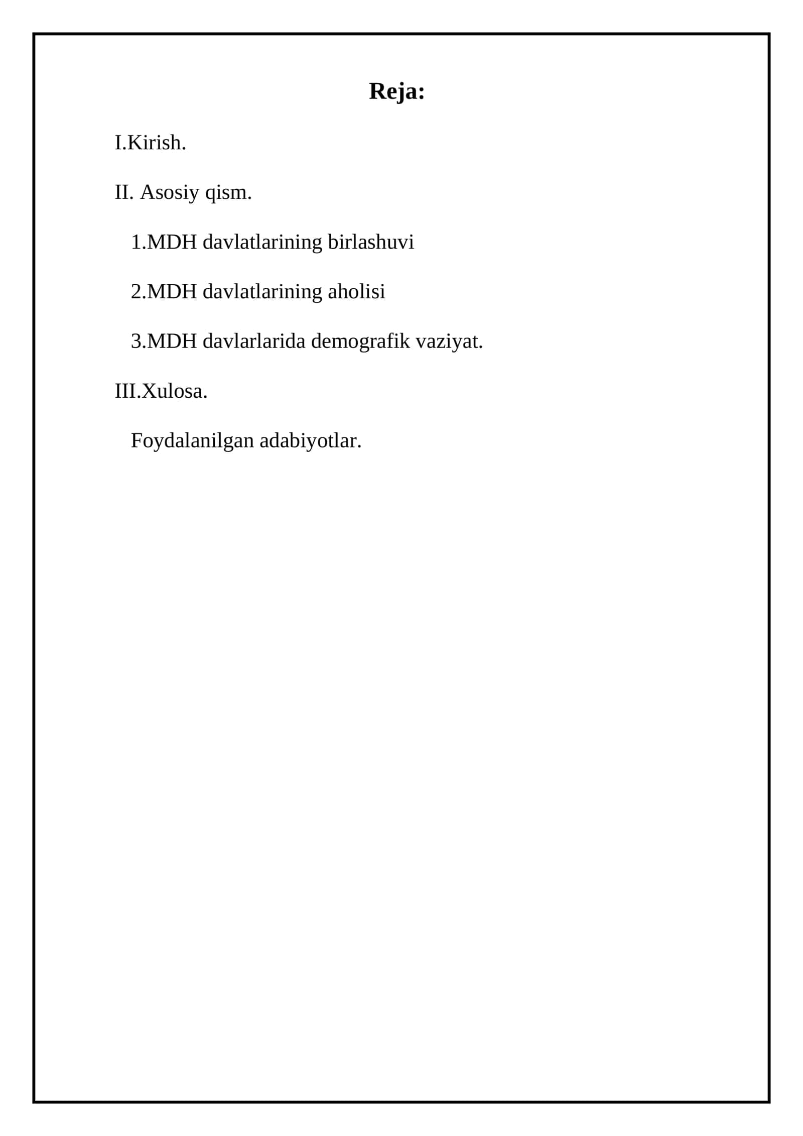 MDH davlatlari aholisi demografik vaziyati