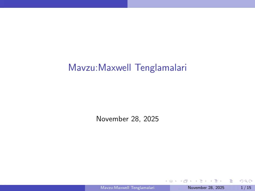 Maxwell Tenglamalari