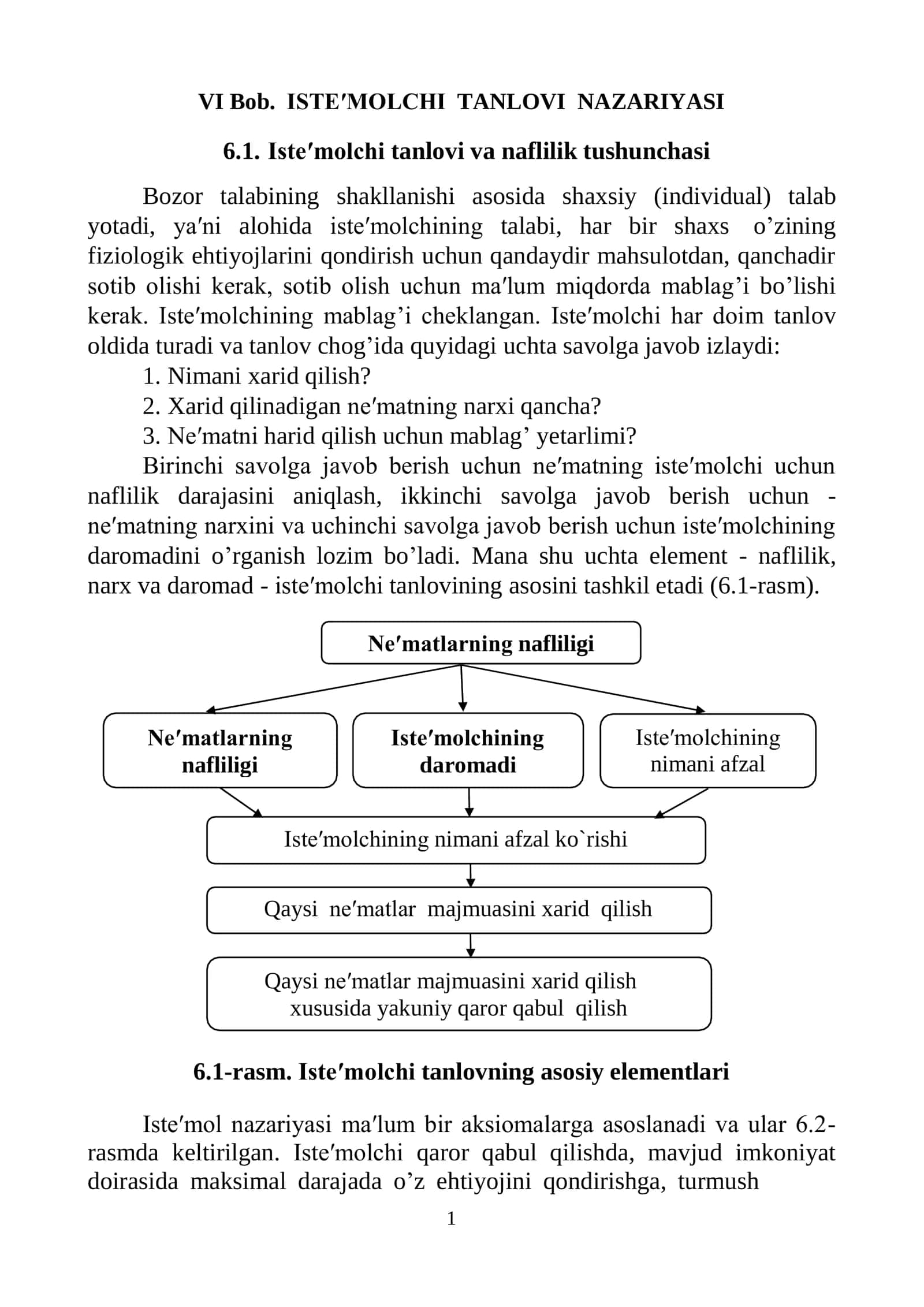 Iste′molchi Tushunchasi va Ne′matlarning Daromadi