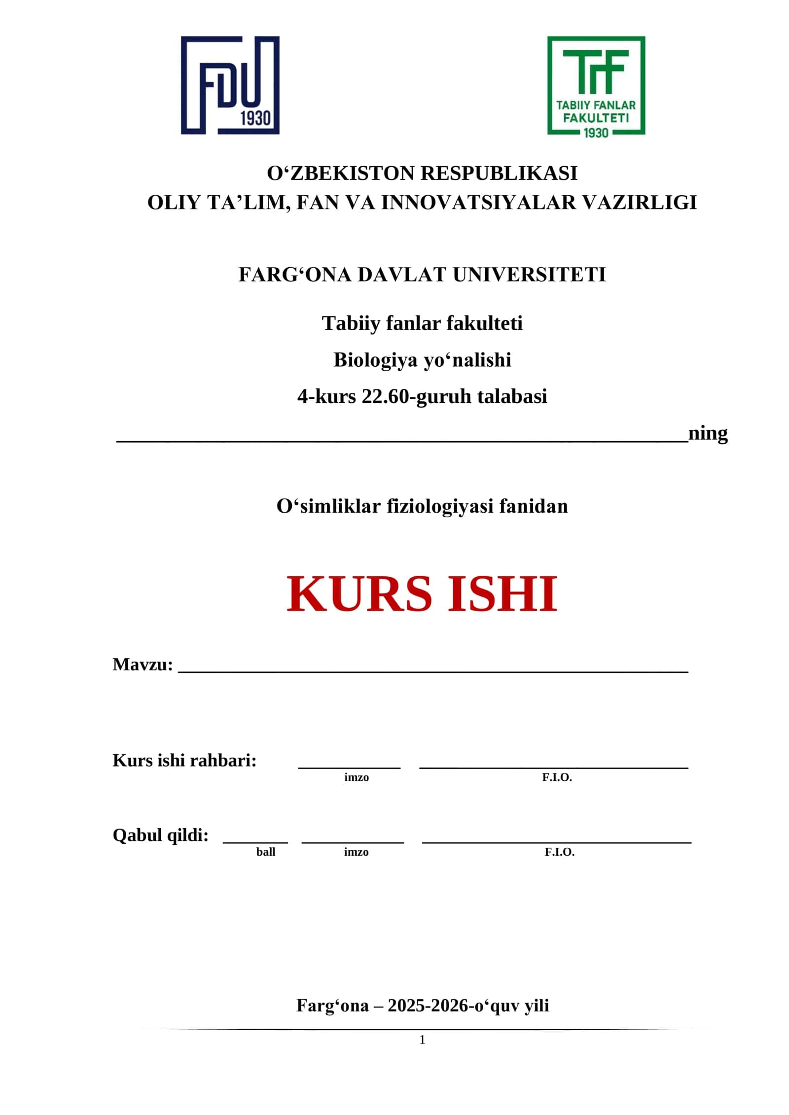 Fiziologik kasalliklarning umumiy tavsifi
