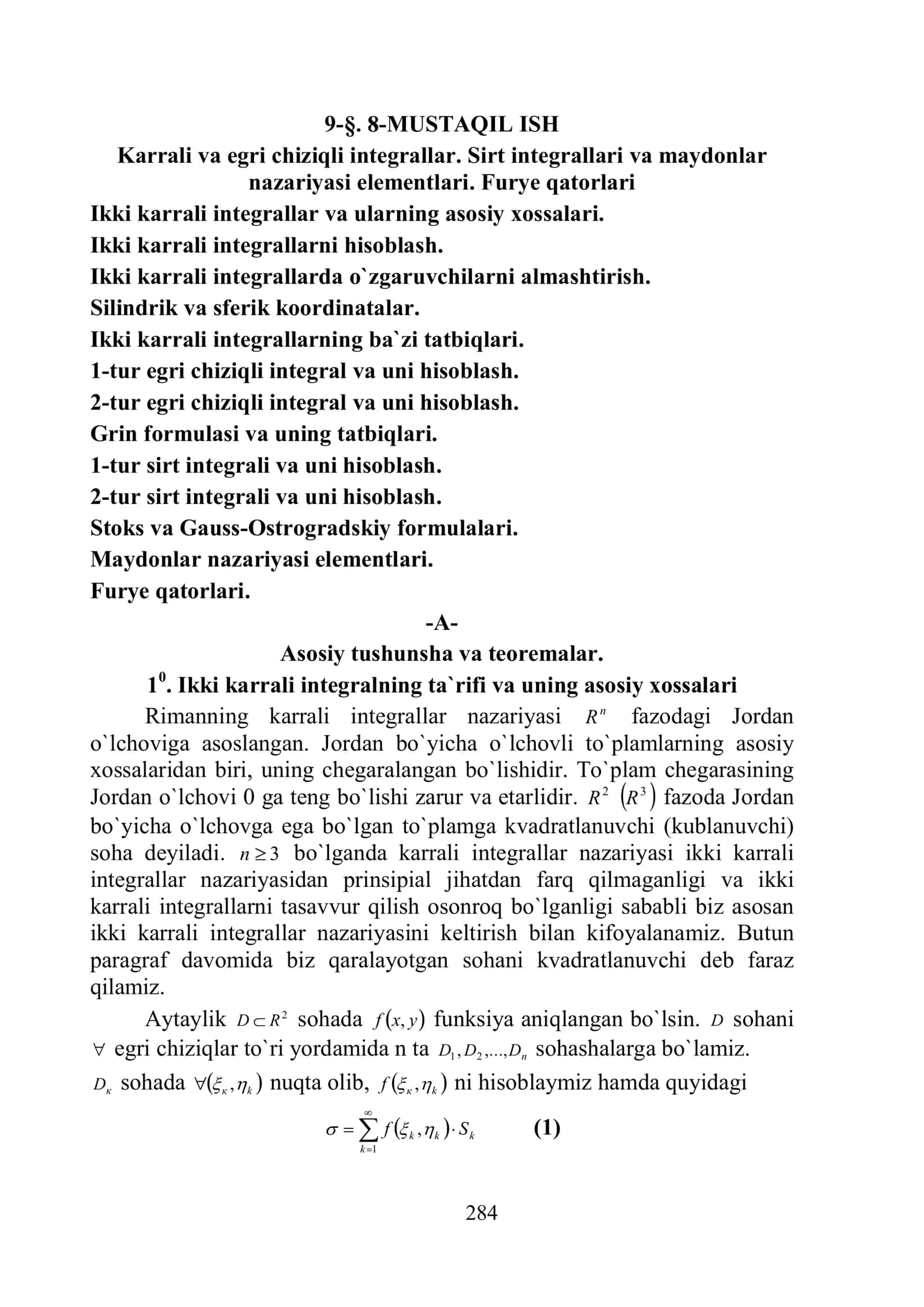 mat analiz fanidan