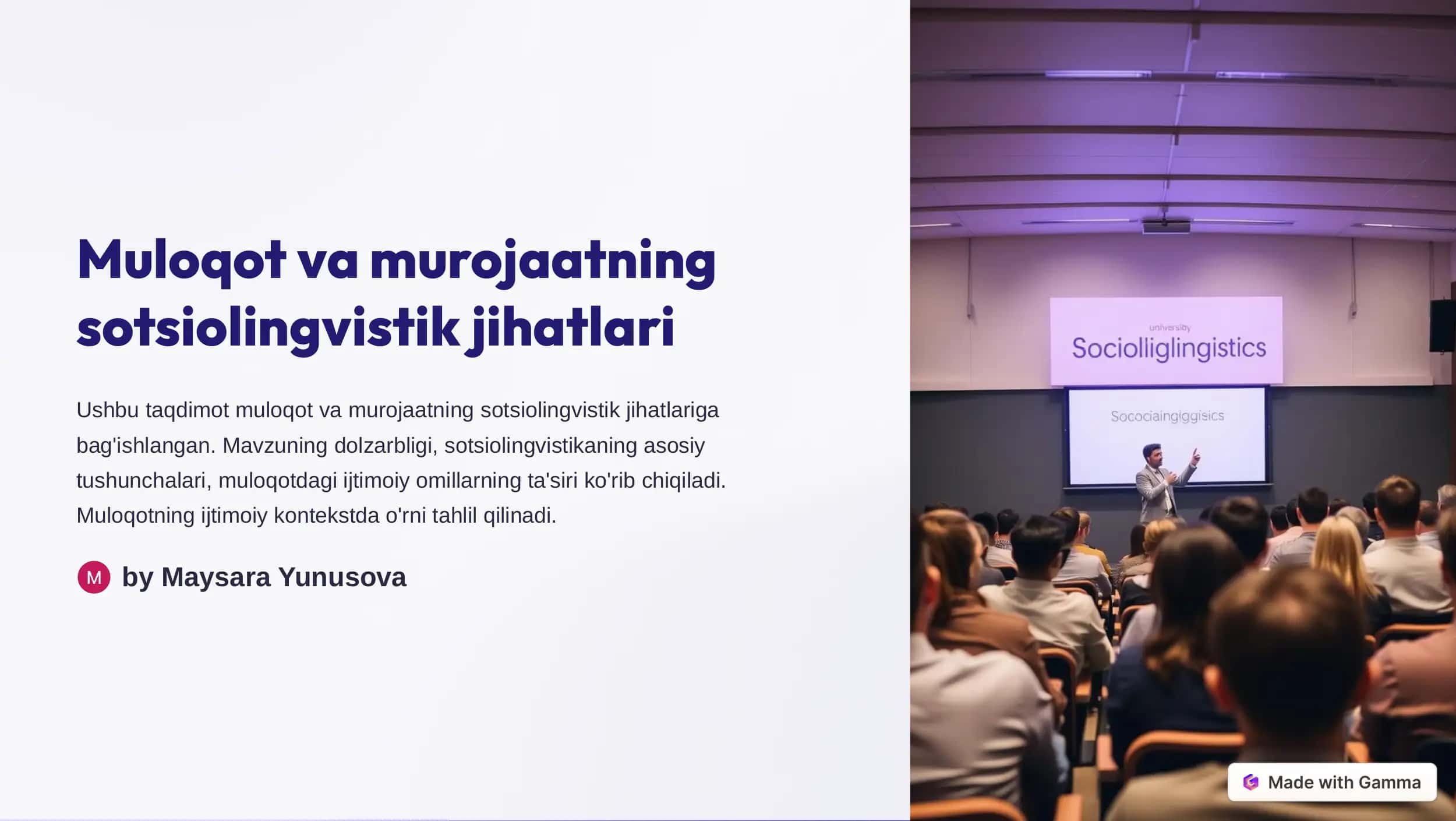 Muloqot va murojaatning sotsiolingvistik jihatlari