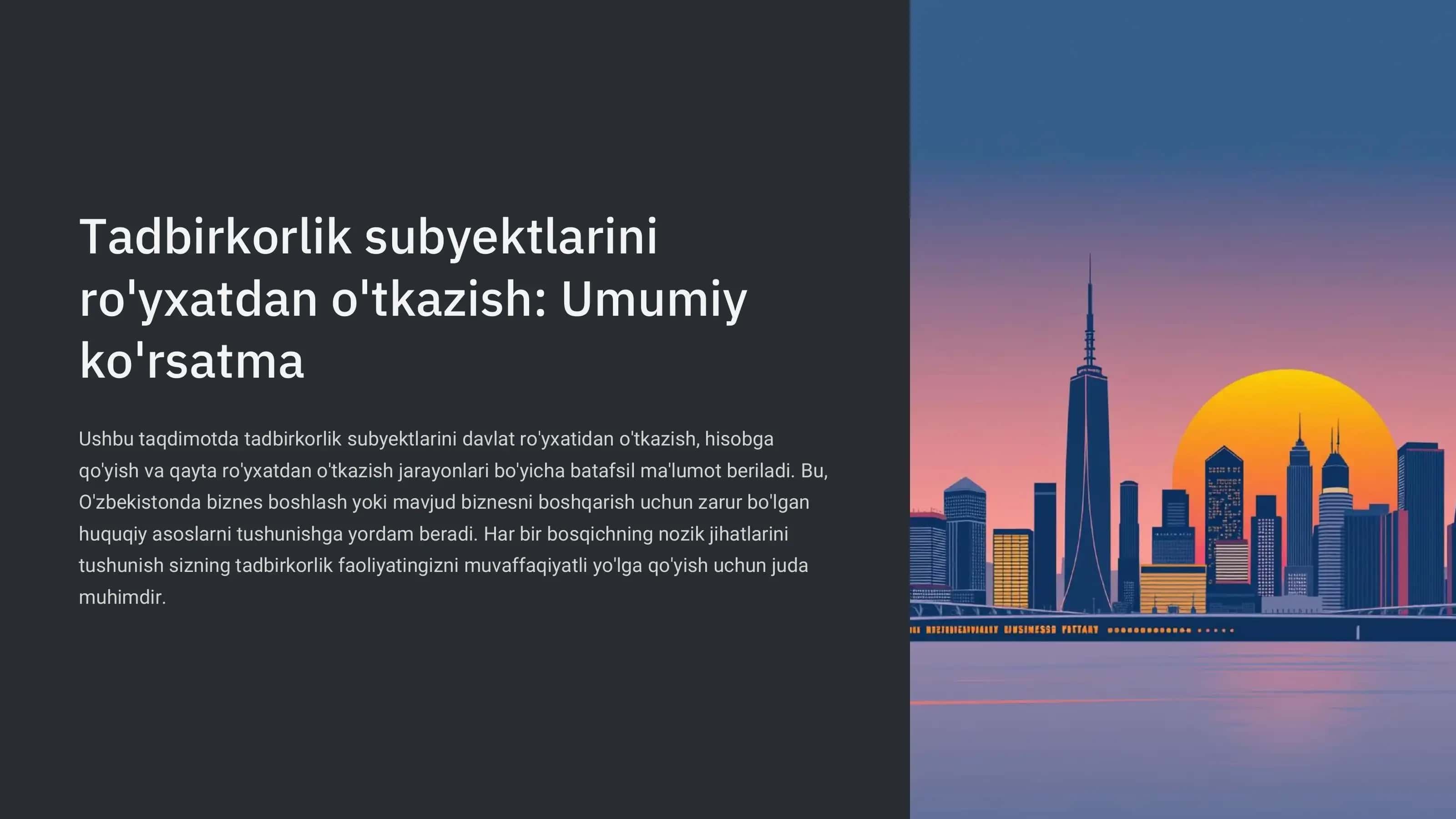 Tadbirkorlik subyektlarini ro'yxatdan o'tkazish