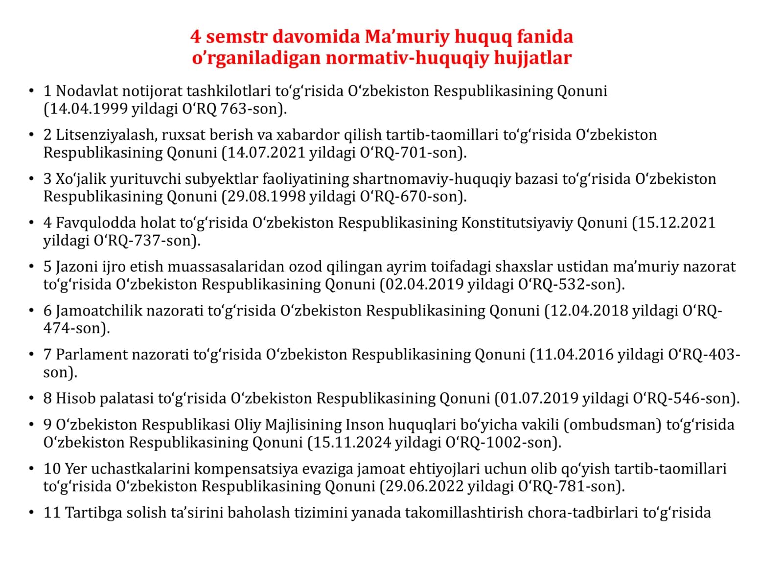 Ma’muriy huquq fanida