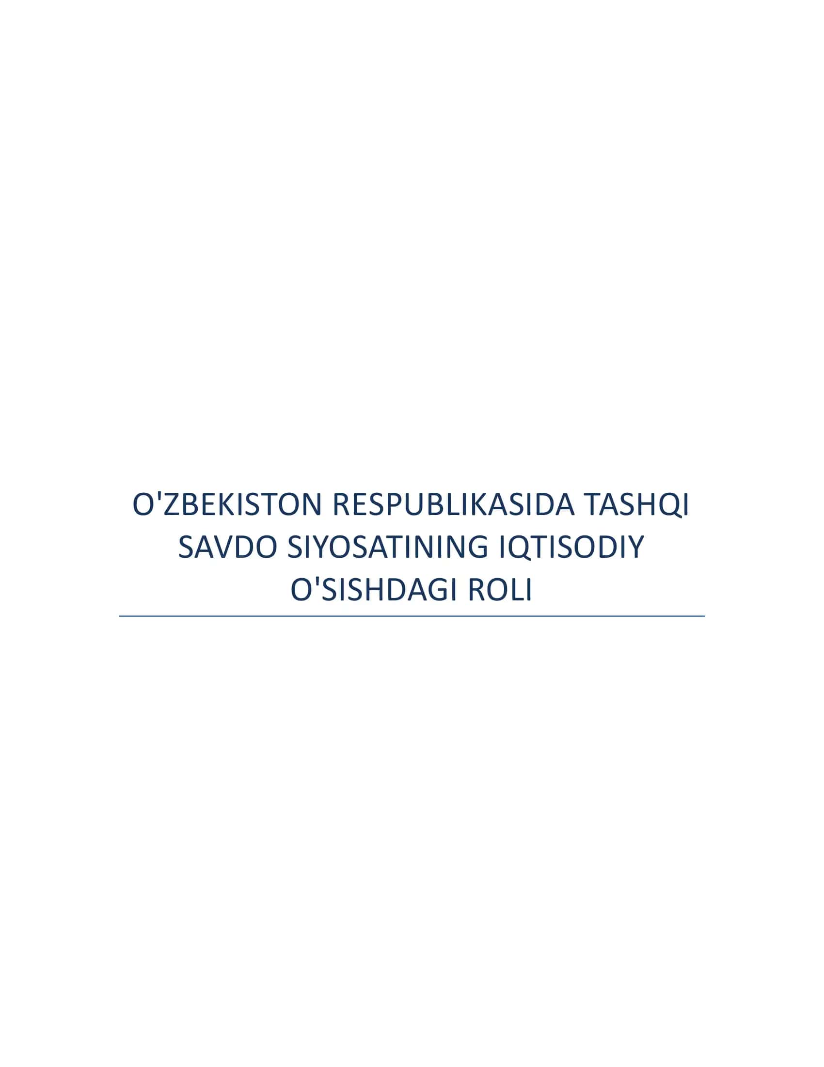 Tashqi Savdo Siyosati