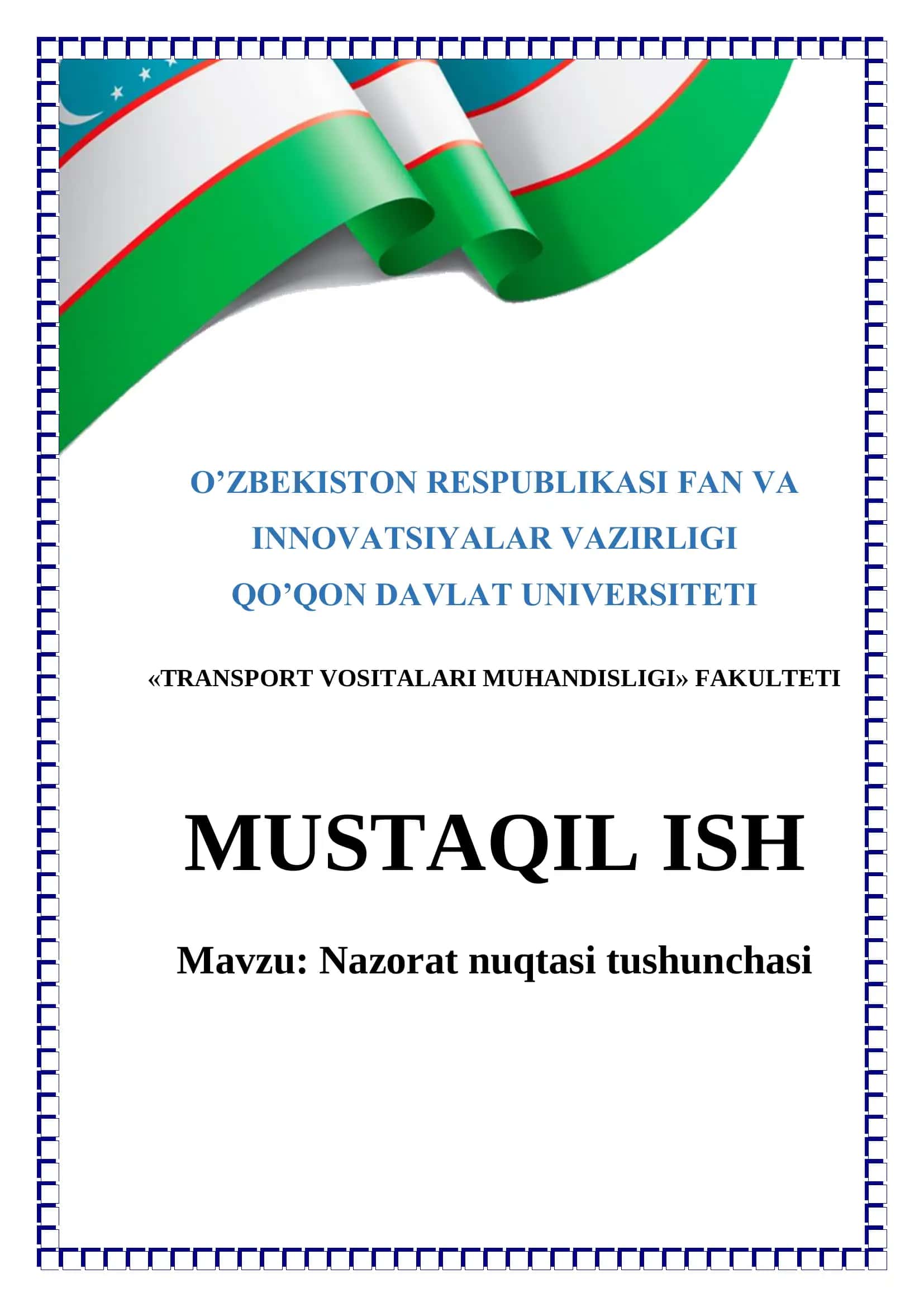 Nazorat nuqtasi tushunchasi