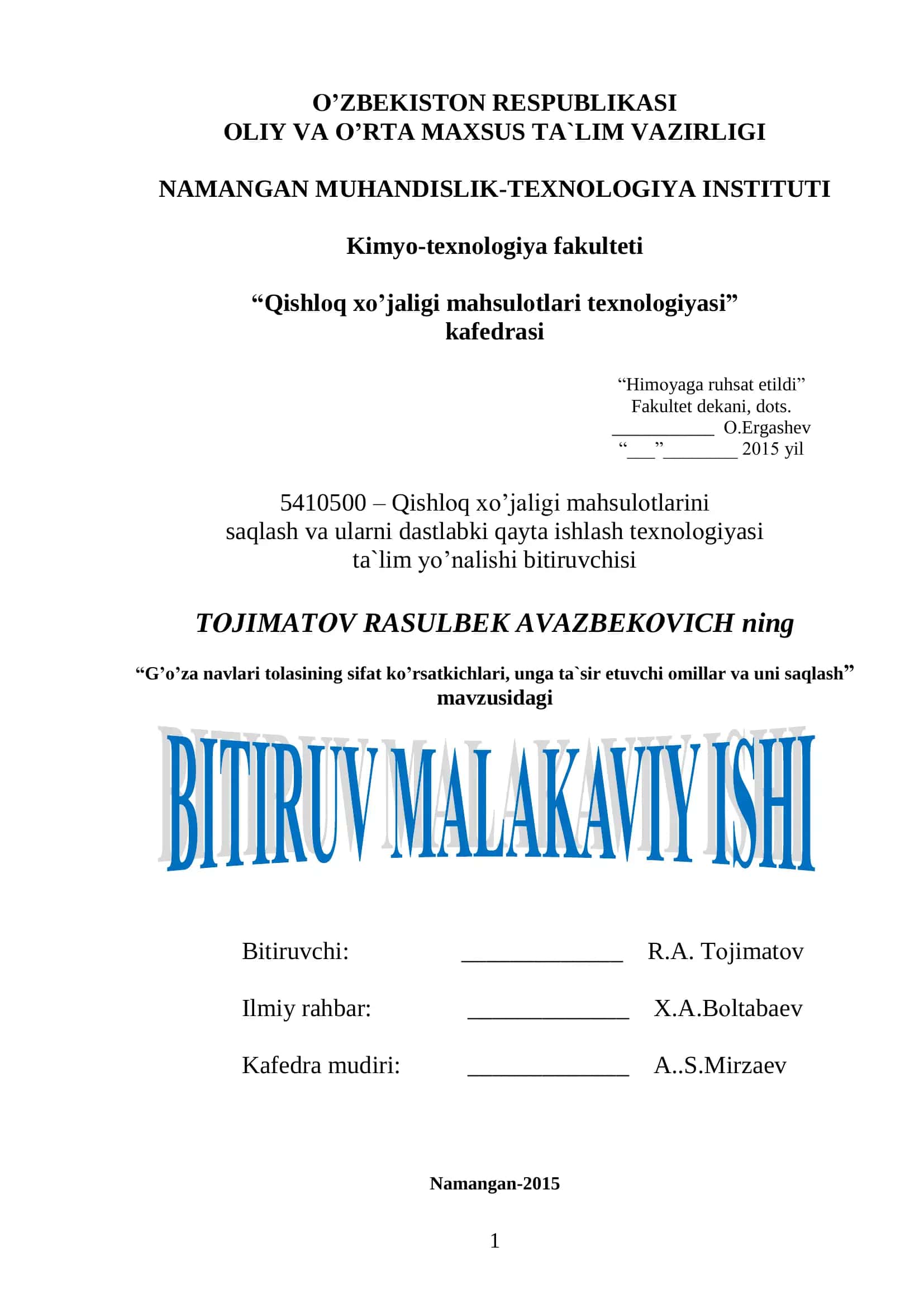 G’o’za navlari tоlasining sifat ko’rsatkichlari, unga ta`sir etuvchi оmillar va uni saqlash