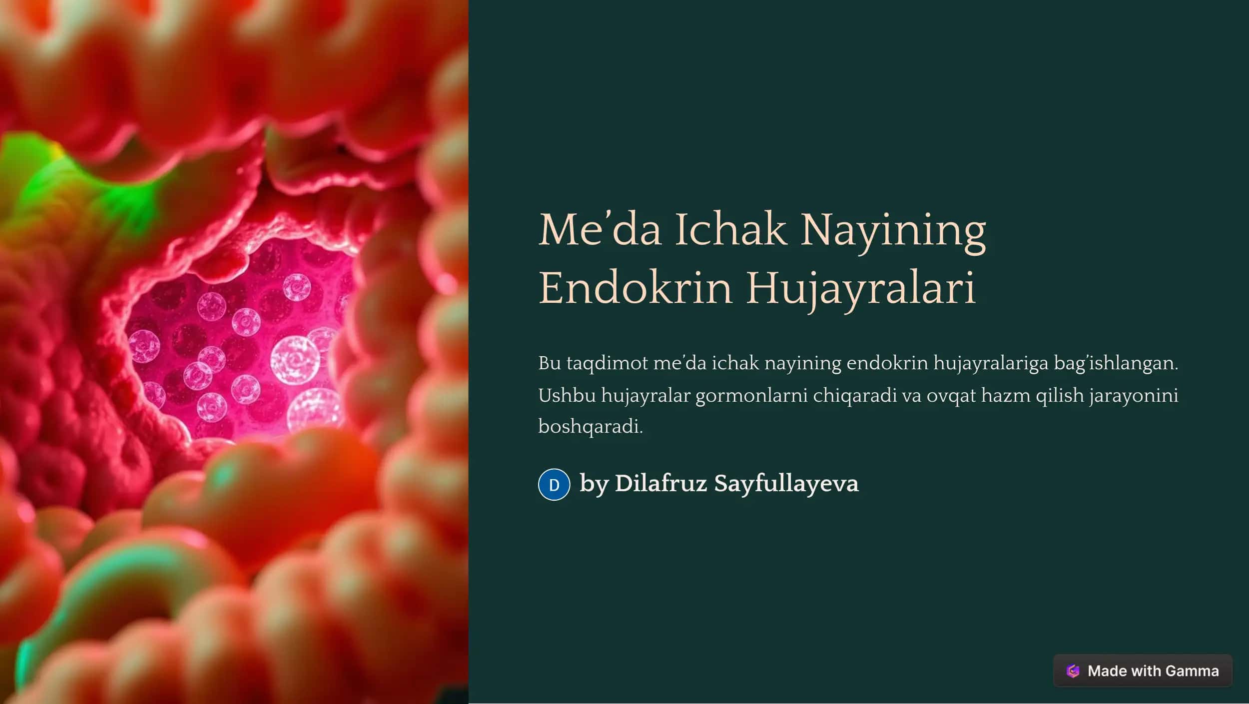 Me’da Ichak Nayining Endokrin Hujayralari
