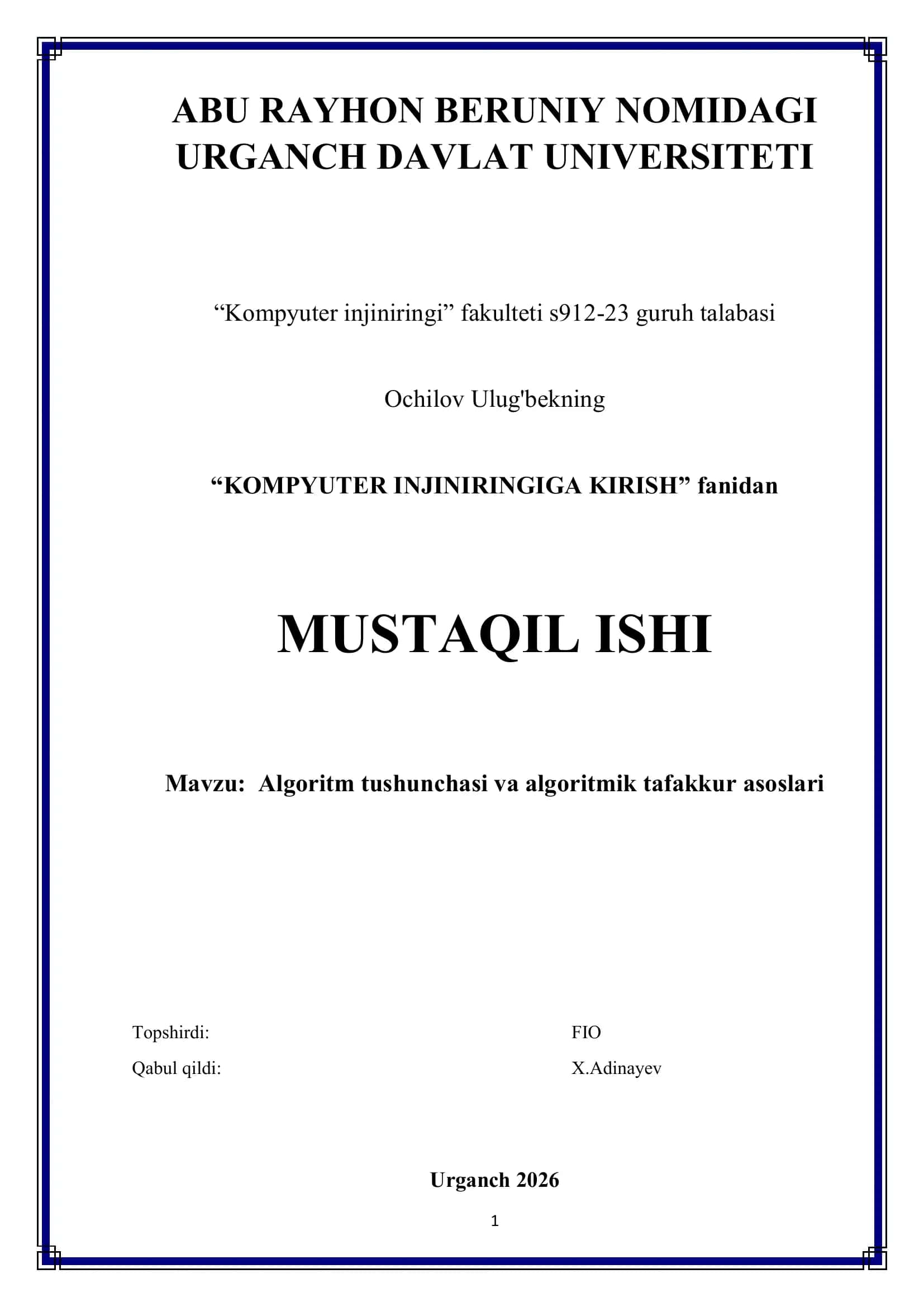 Kompyuter Injiniringiga Kirish