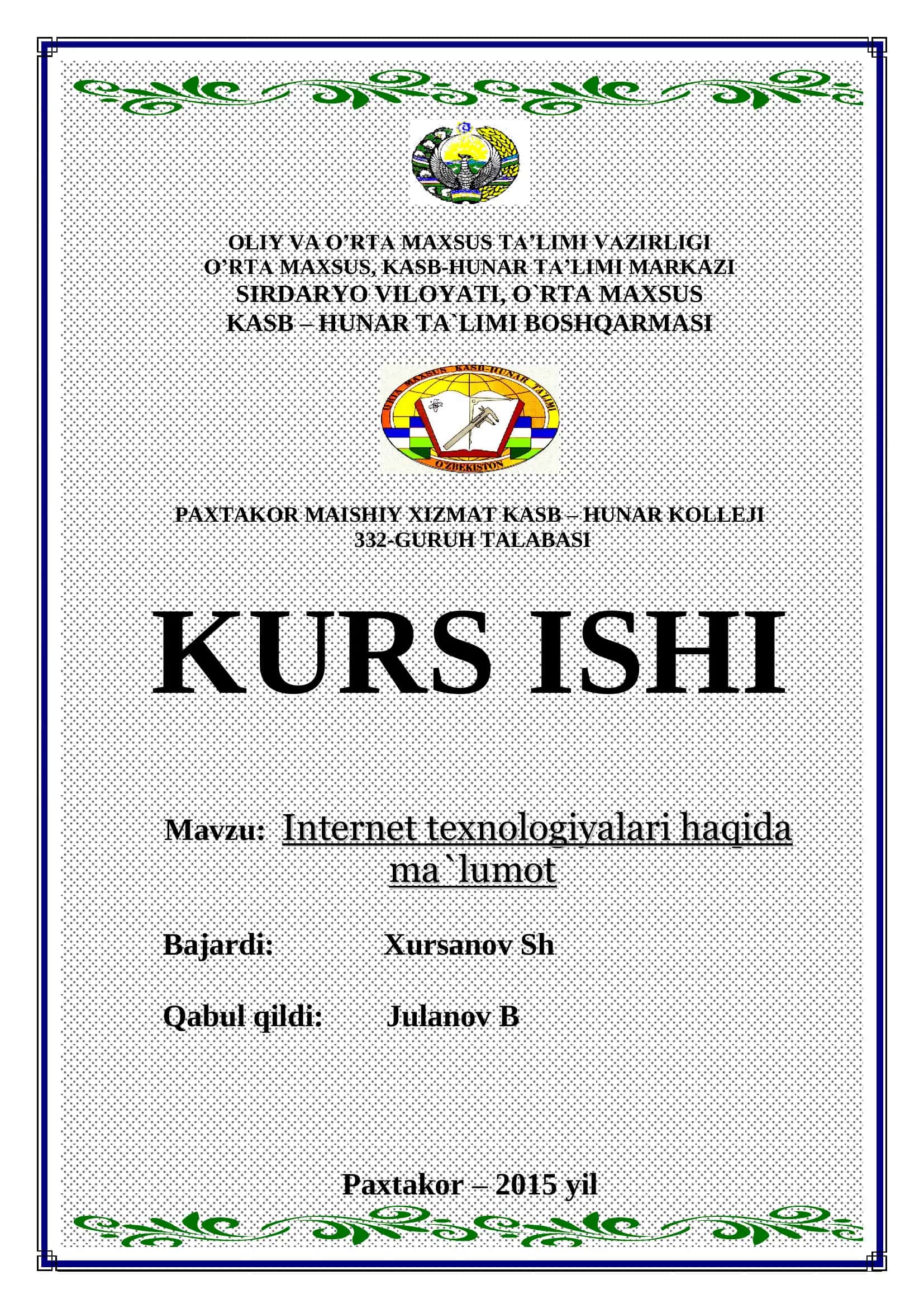 Internet texnologiyalari haqida ma`lumot