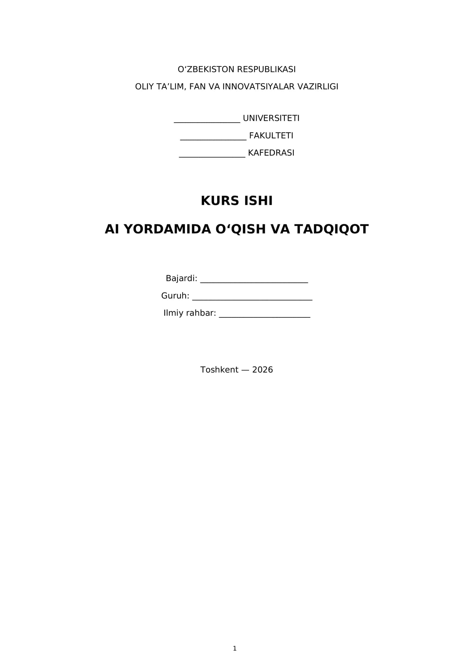 AI YORDAMIDA O‘QISH VA TADQIQOT
