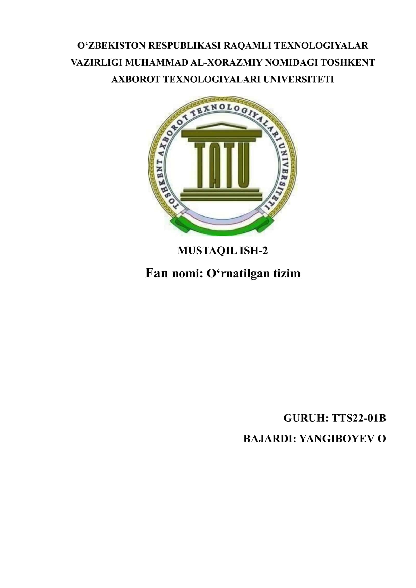 O‘rnatilgan operatsion tizimlarda ko'p vazifalilik va jarayonni boshqarish