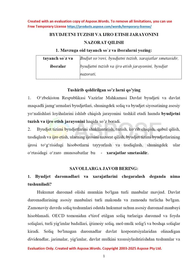 Budjetni nazorat qilish