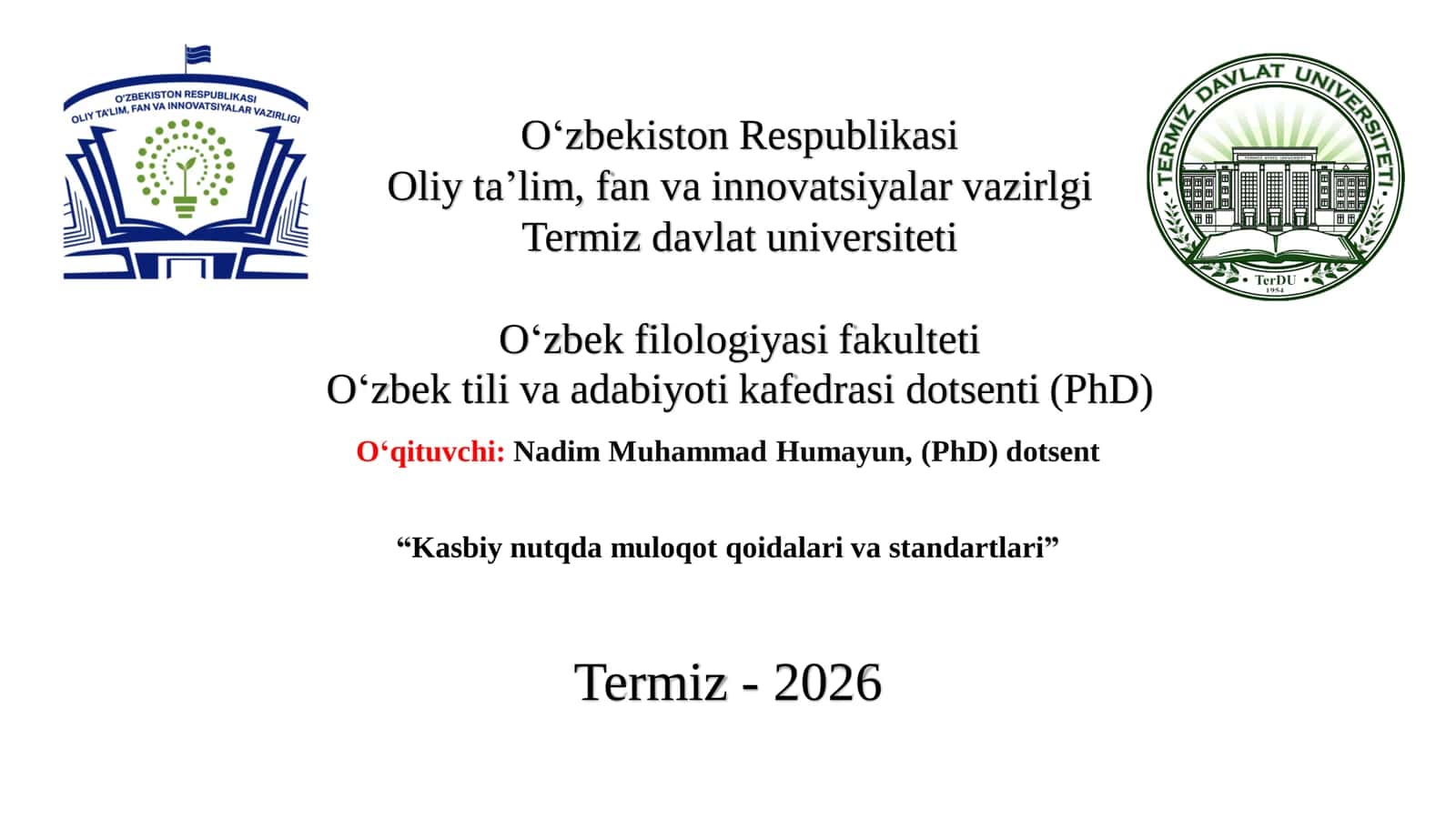 Kasbiy nutqda muloqot qoidalari va standartlari