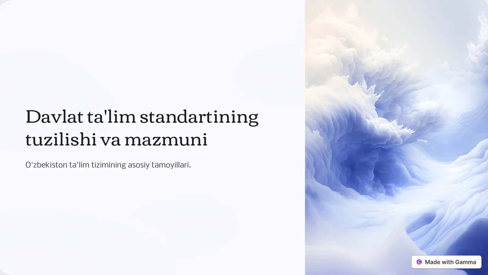 Ta'lim standartining tuzilishi va mazmuni