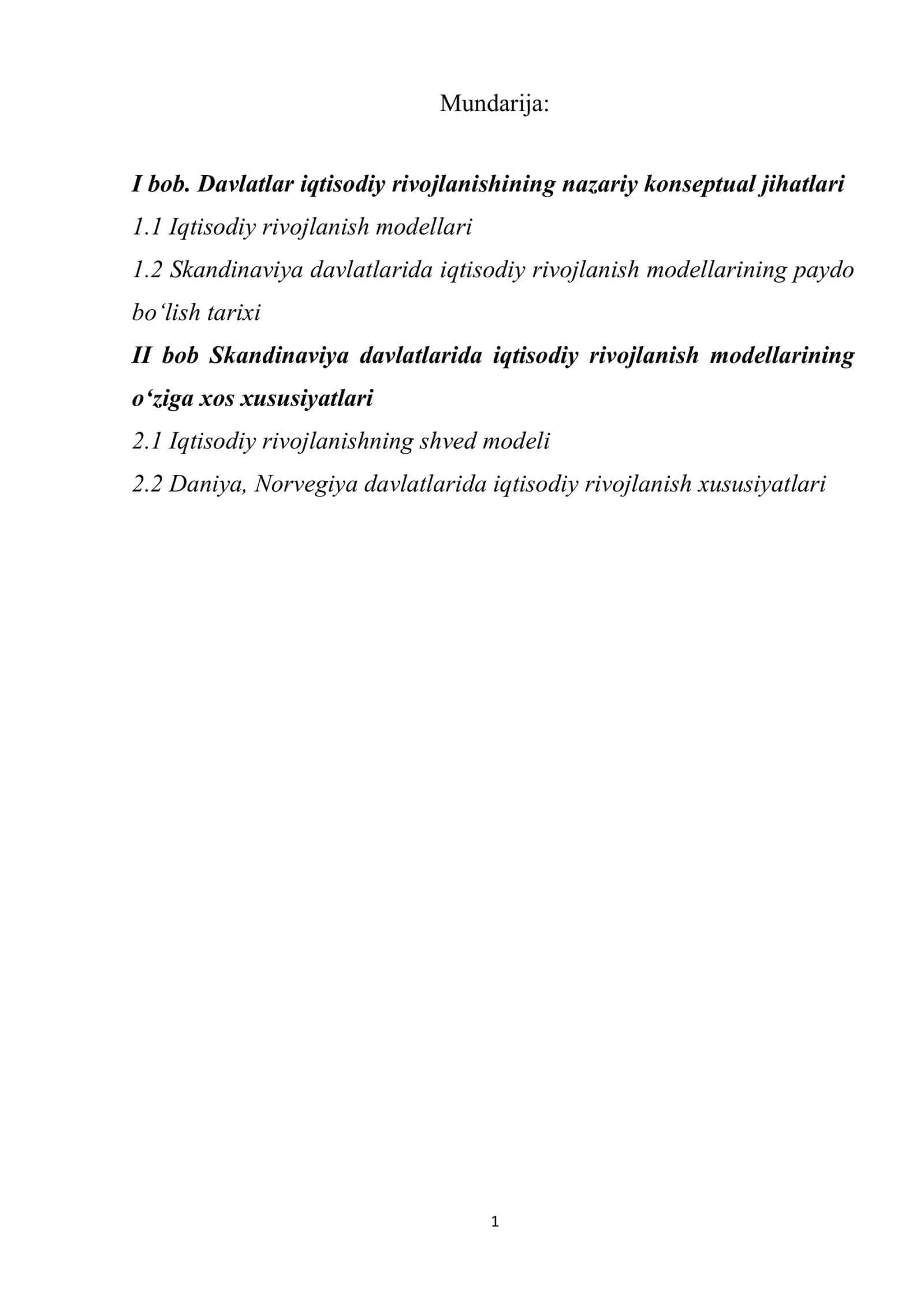 Davlatlar iqtisodiy rivojlanishining nazariy konseptual jihatlari