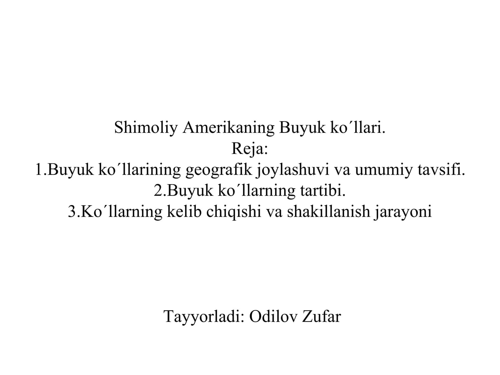 Shimoliy Amerikaning Buyuk ko´llari