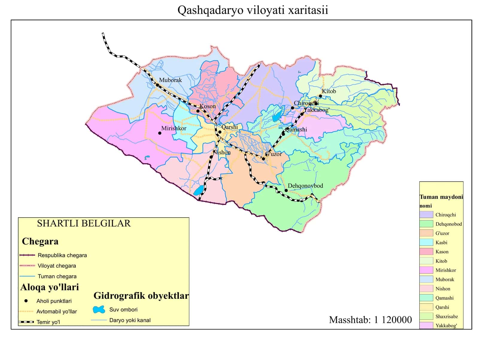 Qashqadaryo viloyati xaritasi
