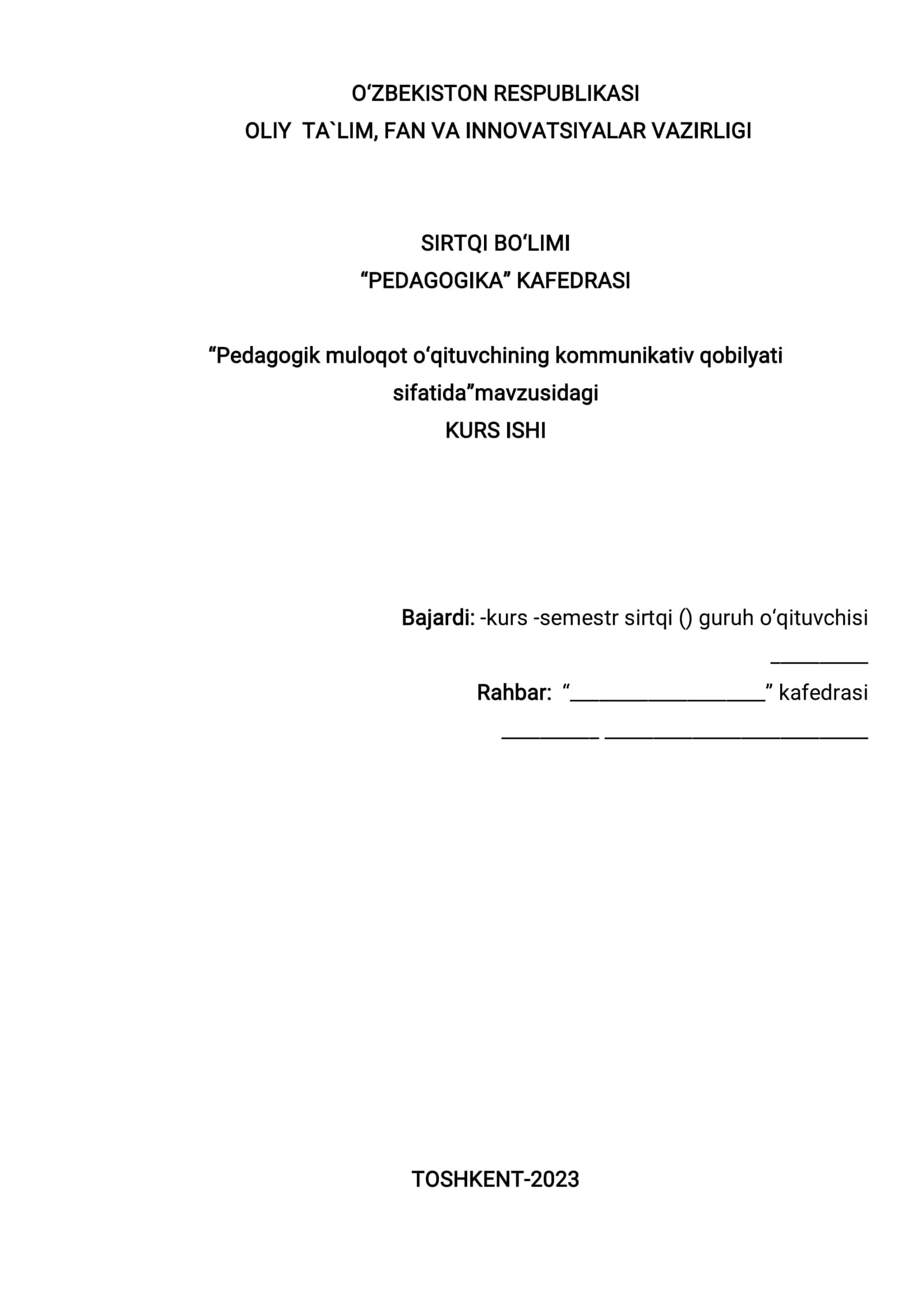Pedagogik muloqot o‘qituvchining kommunikativ qobilyati