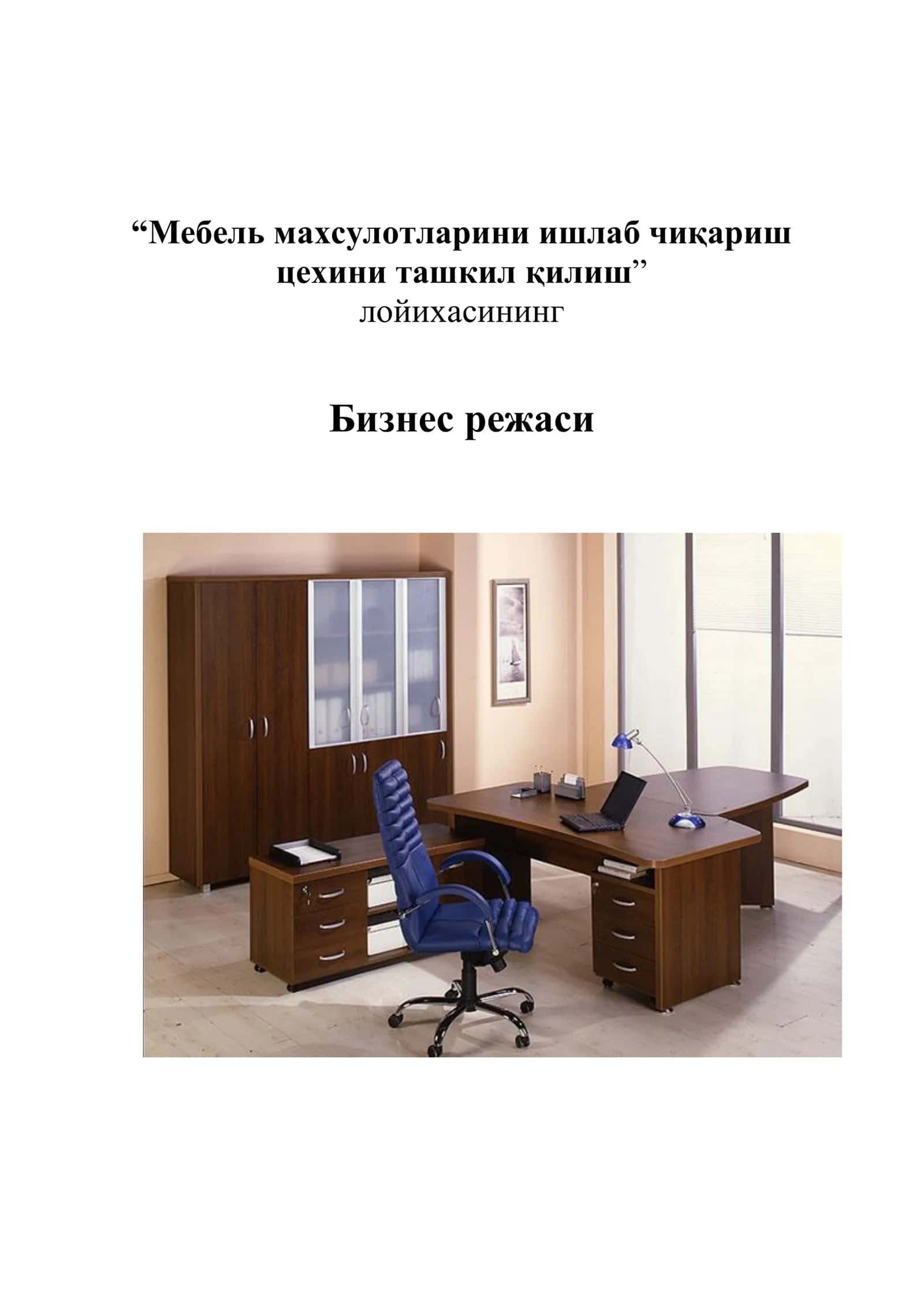 Мебель махсулотларини ишлаб чиқариш цехини ташкил қилиш