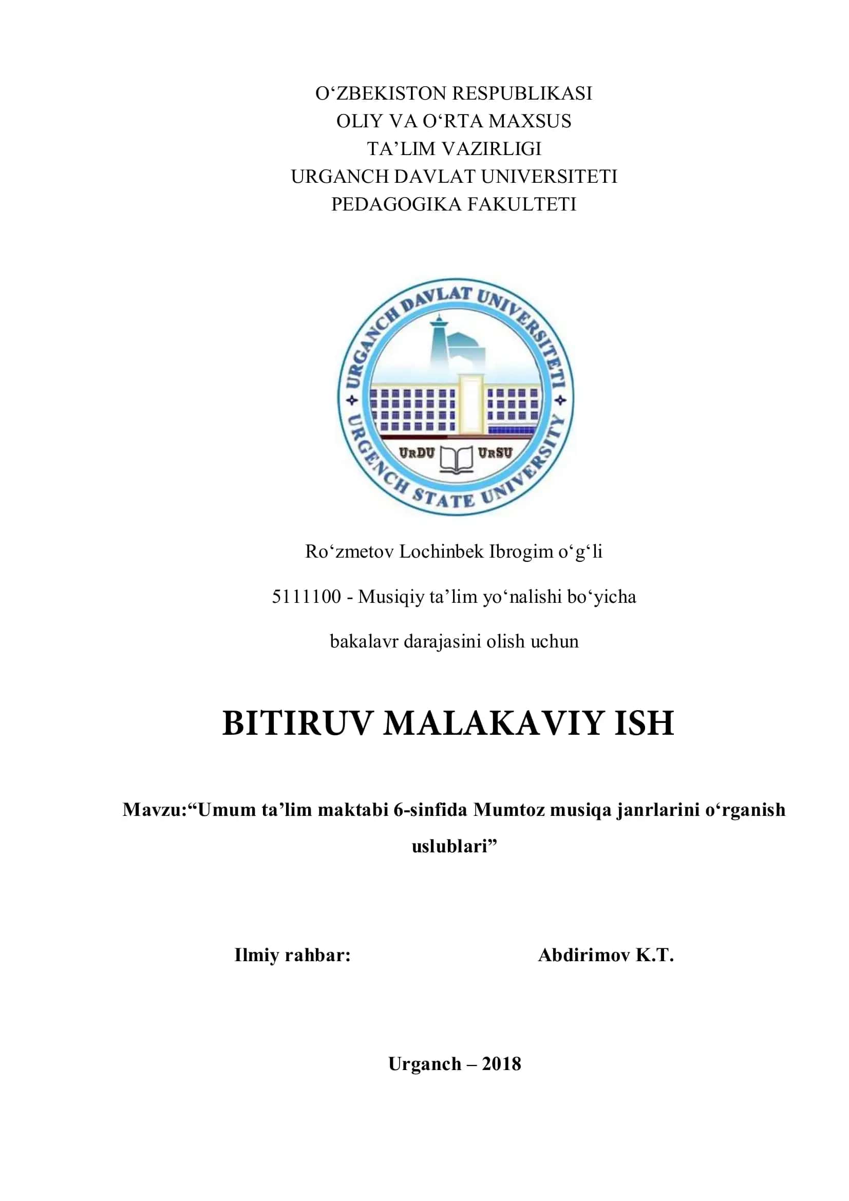 Umum ta’lim maktabi 6-sinfida Mumtoz musiqa janrlarini o„rganish uslublari