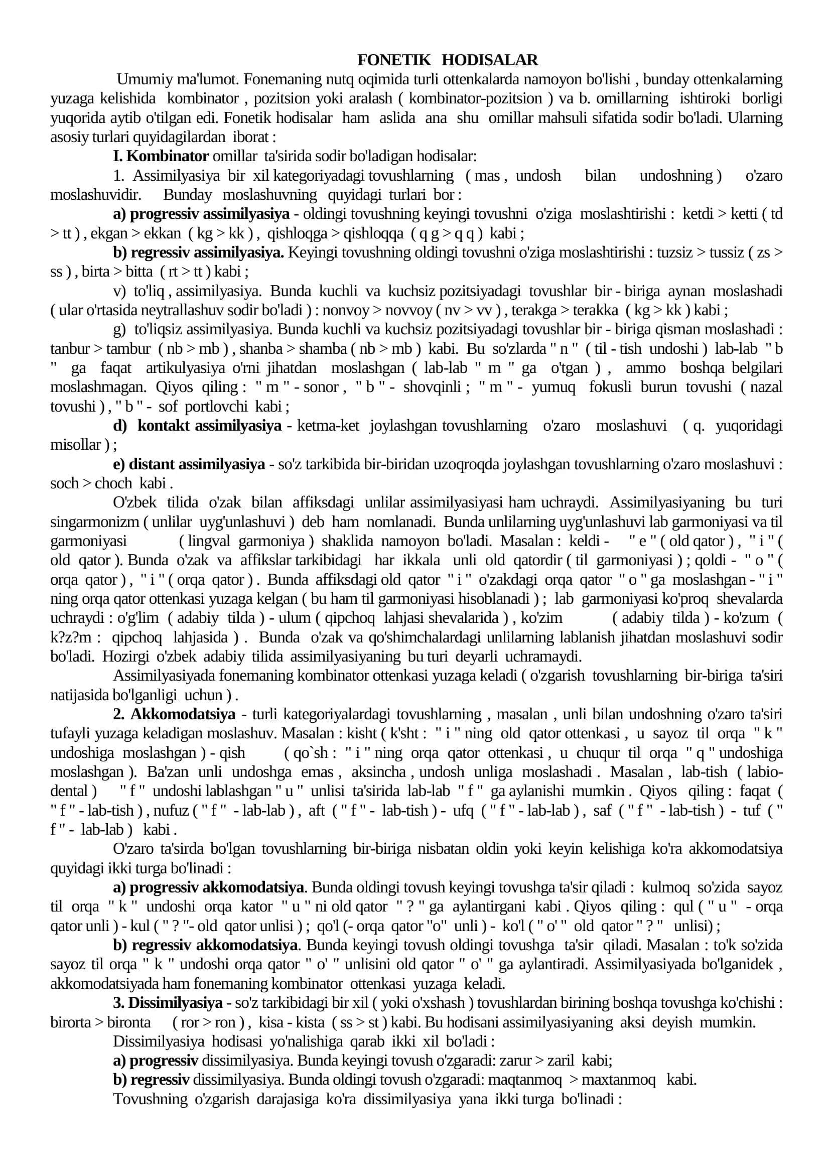 FONETIK HODISALAR