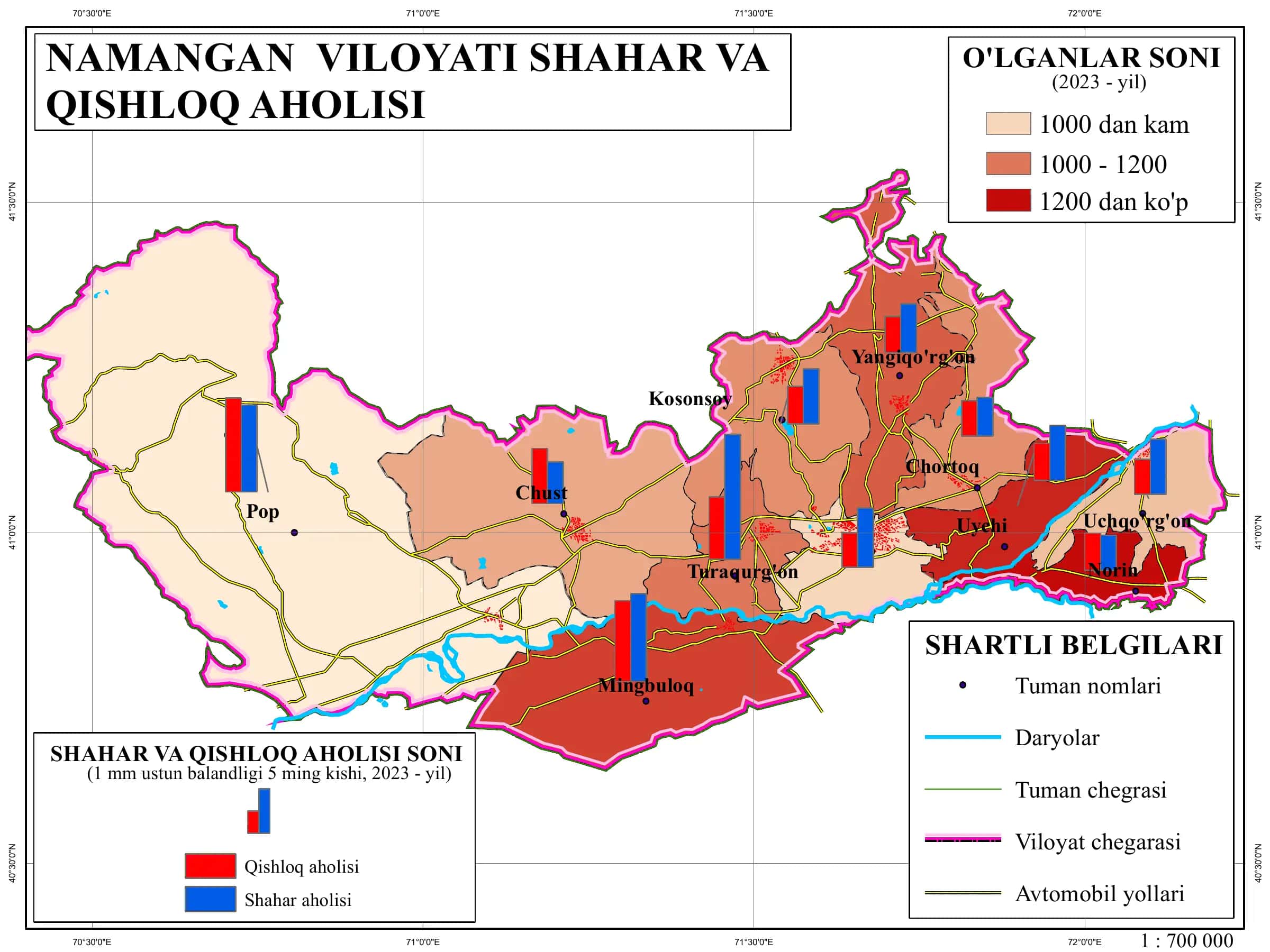 NAMANGAN VILOYATI SHAHAR VA QISHLOQ AHOLISI xaritasi