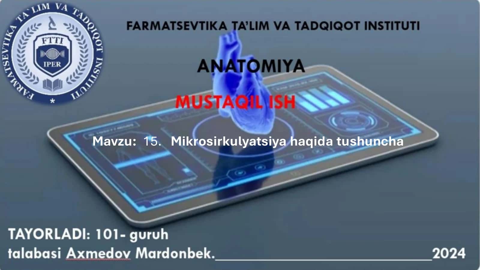 15. Mikrosirkulyatsiya haqida tushuncha