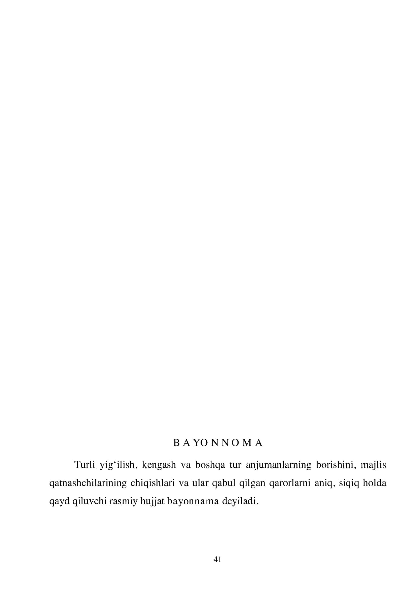 Bayonnoma qoida va namunalar