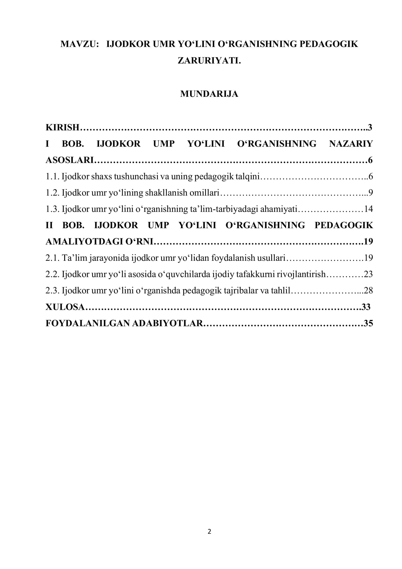 IJODKOR UMR YO‘LINI O‘RGANISHNING PEDAGOGIK ZARURIYATI