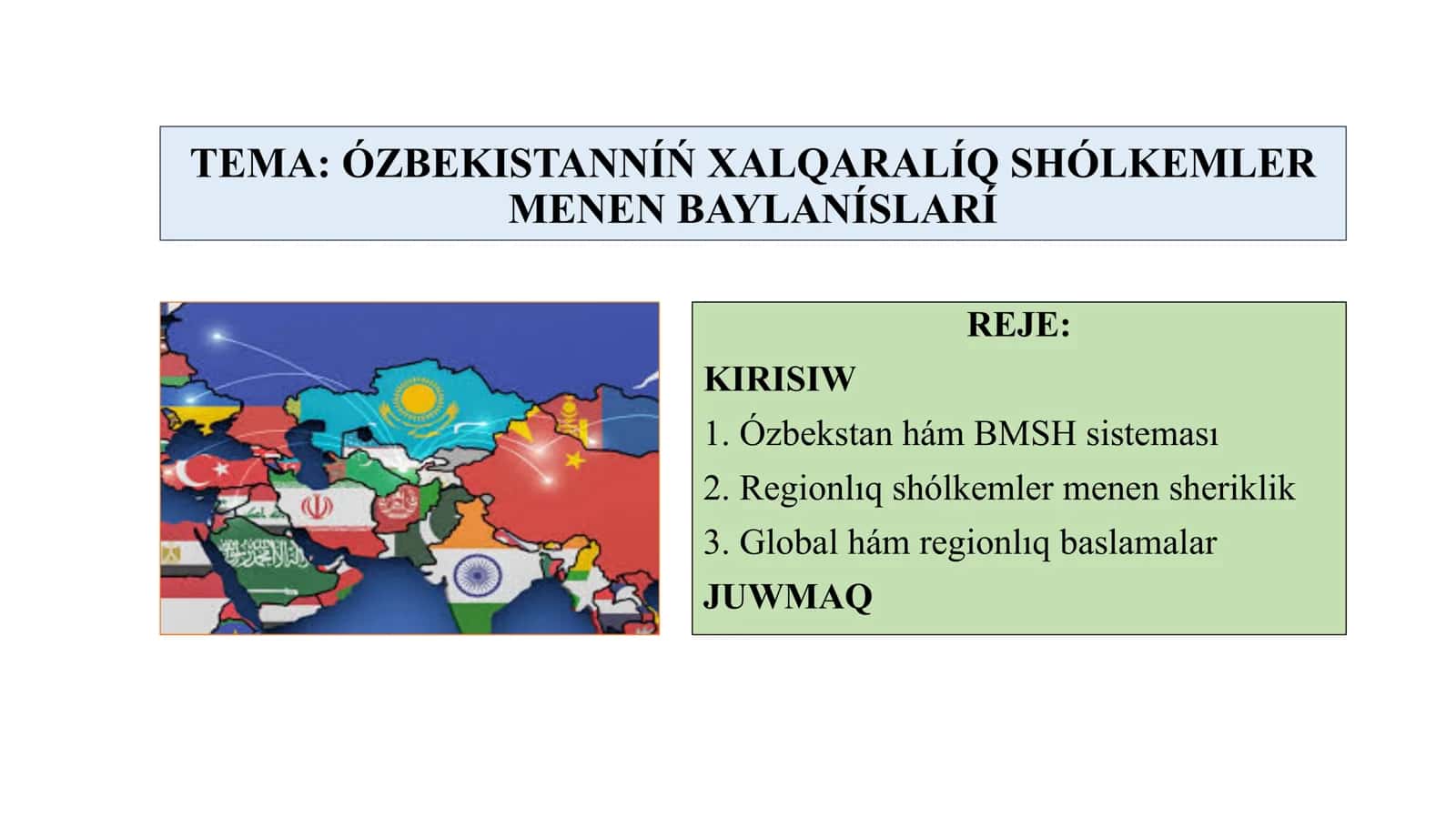Ózbekstannnıń xalqaralıq shólkemler menen baylanısları