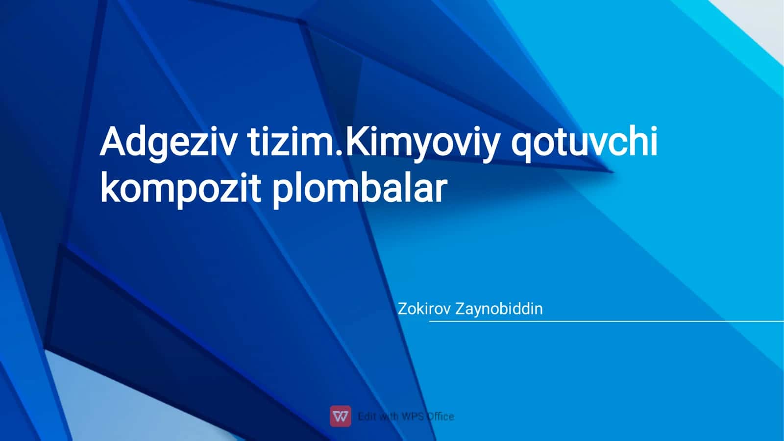 Adgeziv tizim.Kimyoviy qotuvchi