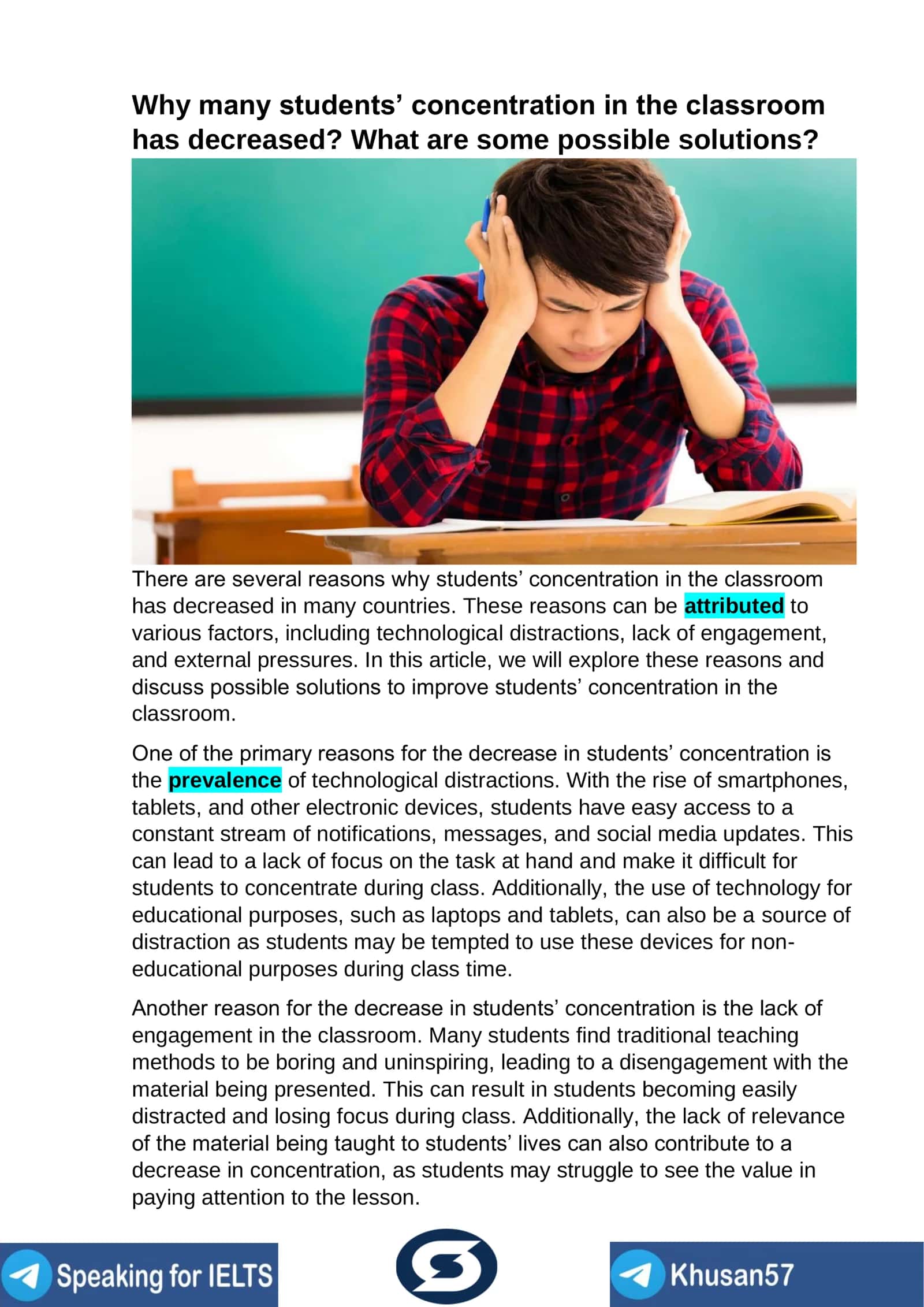 Why students’ concentration in the classroom has decreased