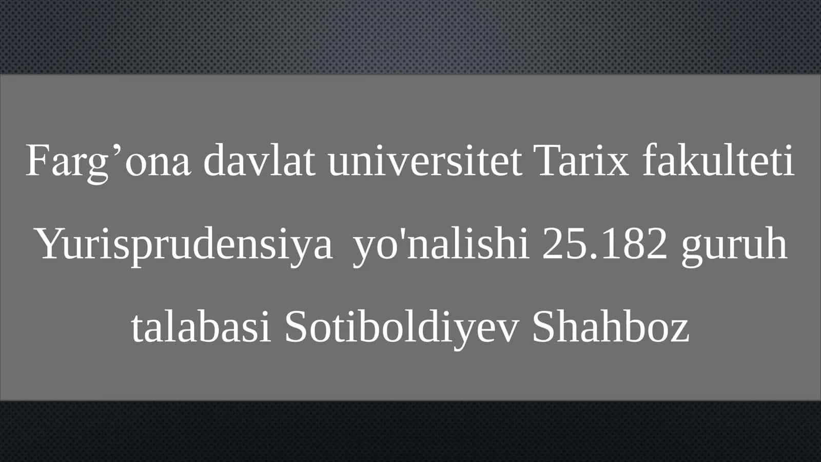 Farg’ona Davlat Universitet - Yurisprudensiya Yo'nalishi