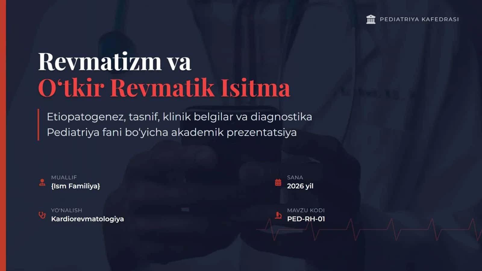 Revmatizm. O’tkir revmatik isitma. Etiopatogenezi. Tasnifi. Klinik belgilari.