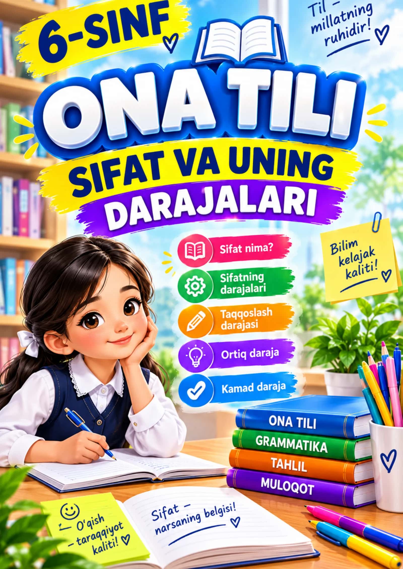 6-SINF ONA TILI Sifatning maʼno turlari