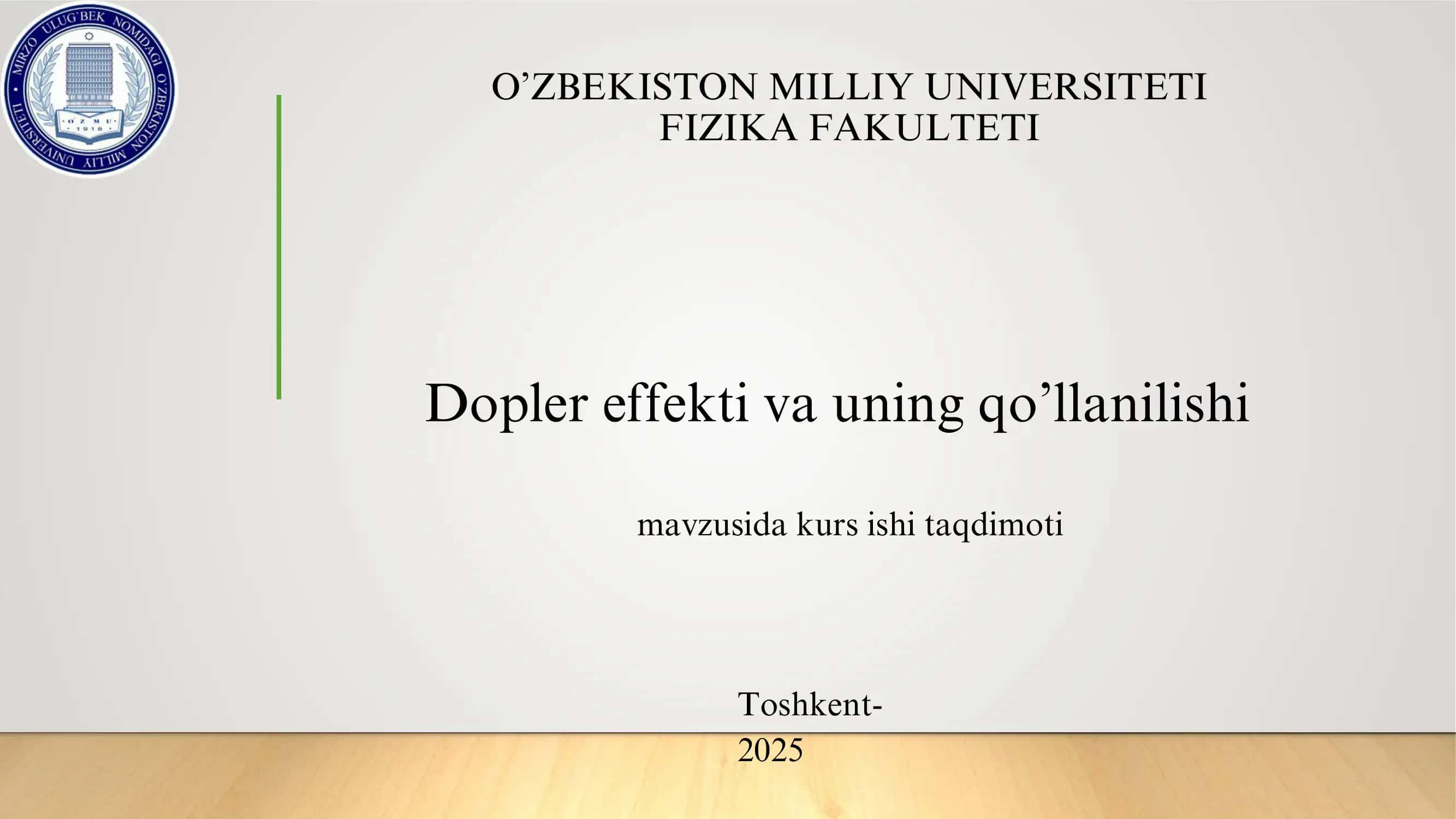 Dopler effekti va uning qo’llanilishi