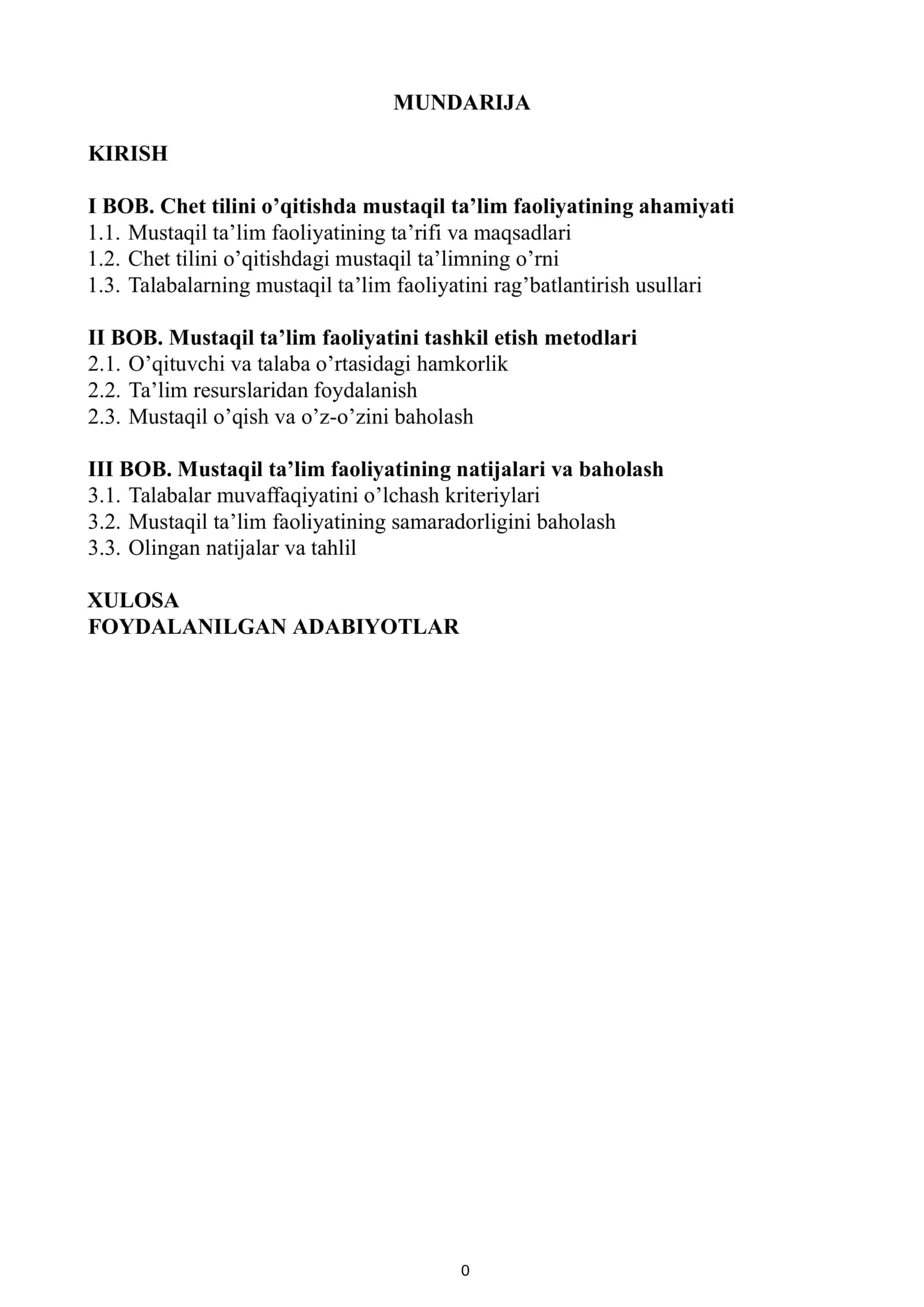 Chet tilini o‘rganish jarayonida talabarning mustaqil ta‘lim faoliyati