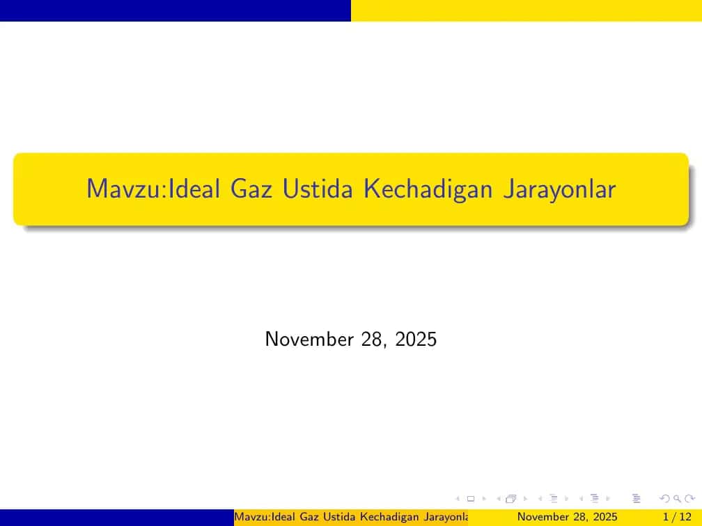 Ideal Gaz Ustida Kechadigan Jarayonlar