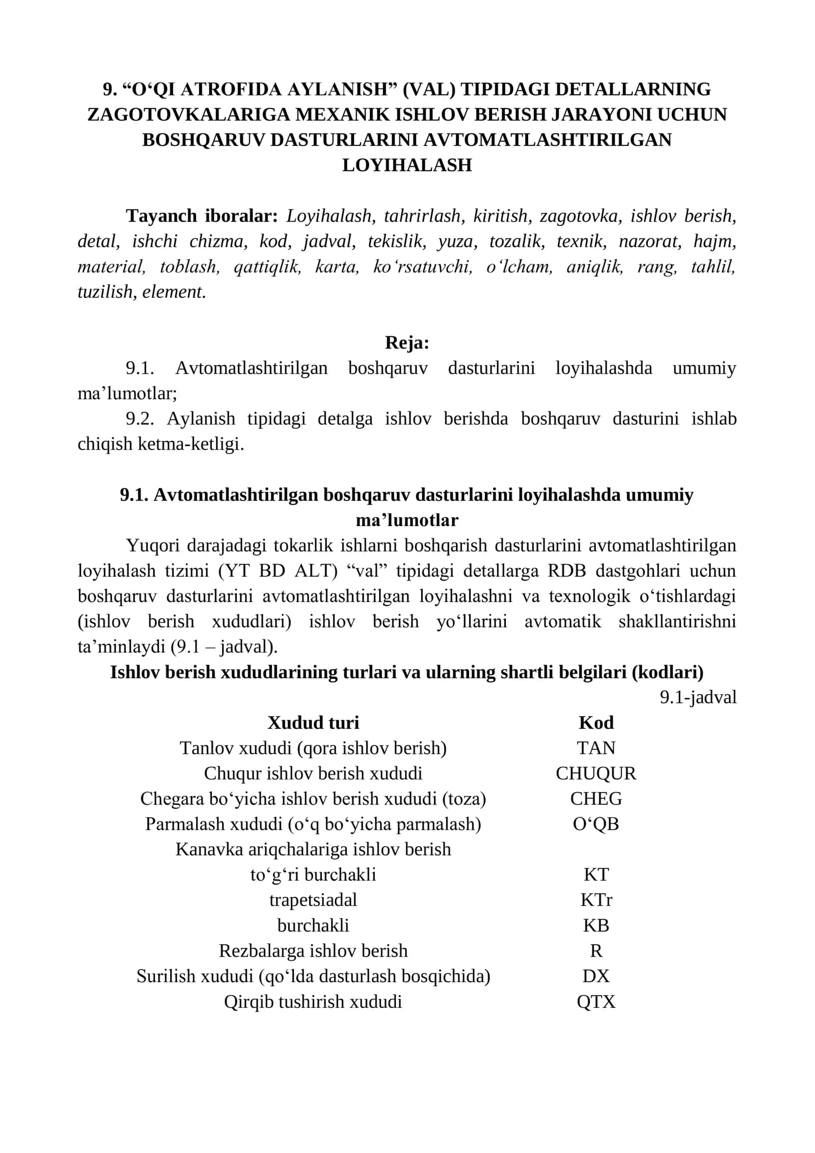 Avtomatlashtirilgan boshqaruv dasturlarini loyihalash
