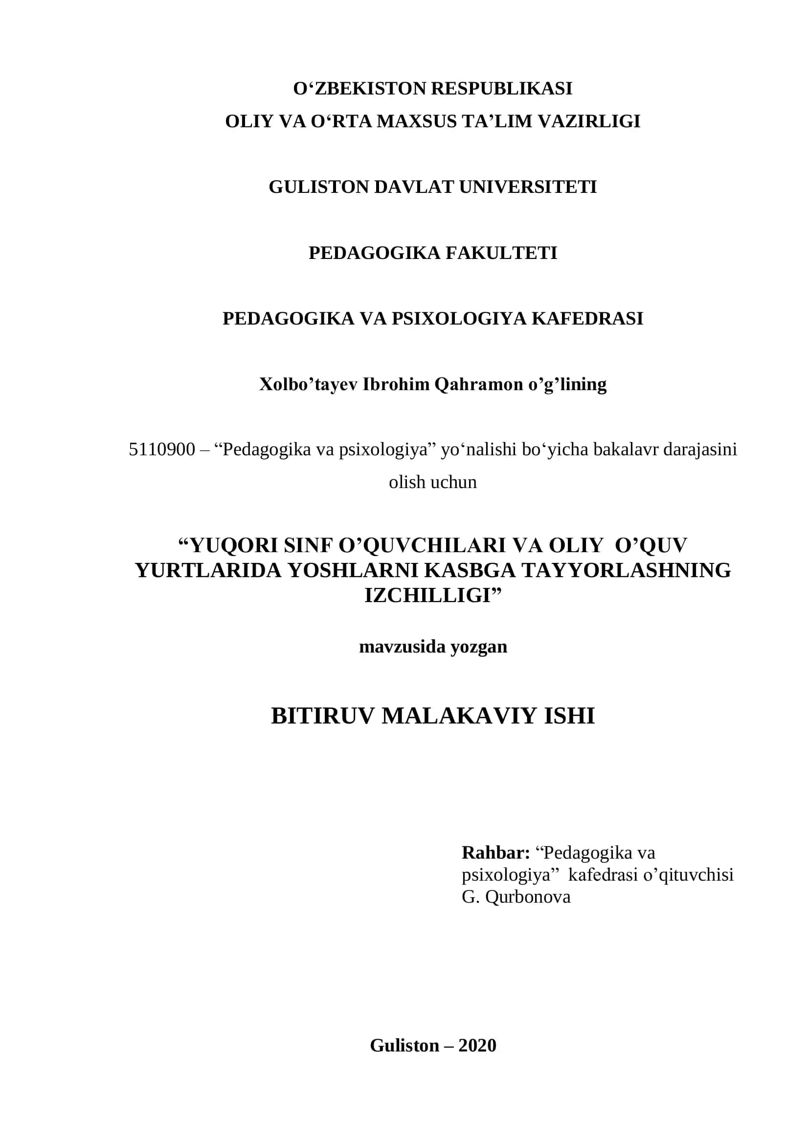Pedagogika va psixologiya