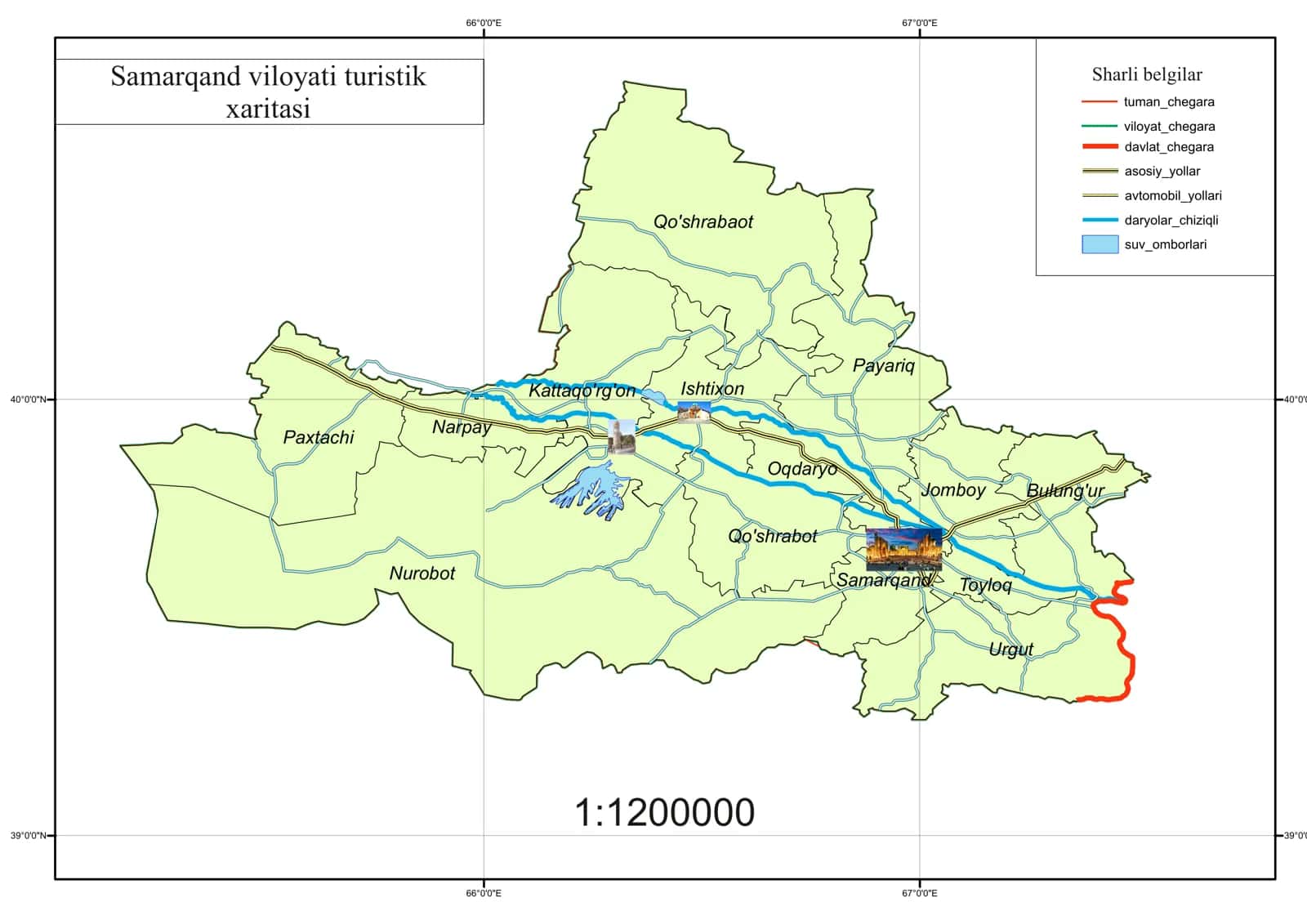 Samarqand viloyati turistik xaritasi