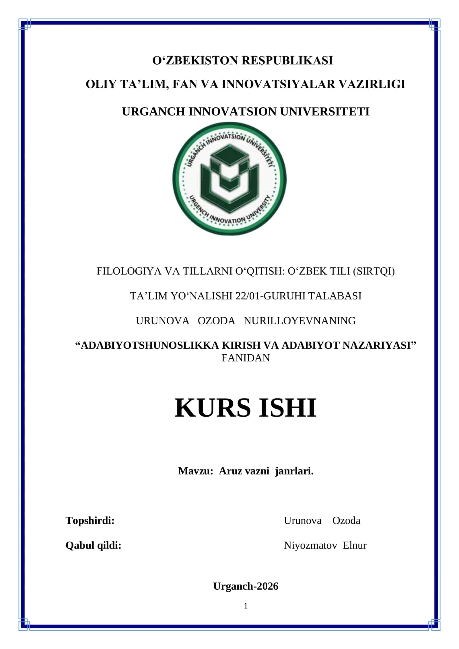 Aruz vazni janrlari