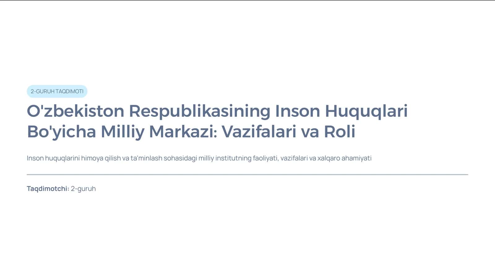 O'zbekiston Respublikasining Inson Huquqlari Bo'yicha Milliy Markazi: Vazifalari va Roli