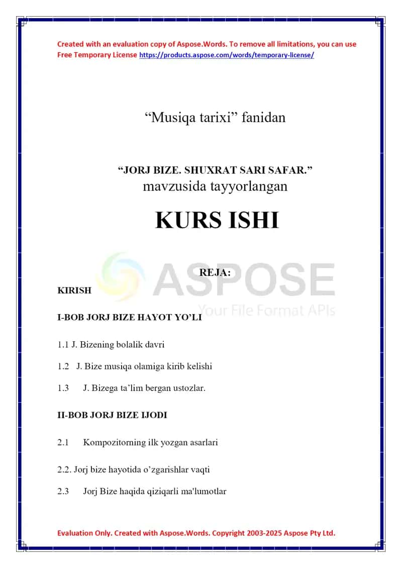 JORJ BIZE. SHUXRAT SARI SAFAR