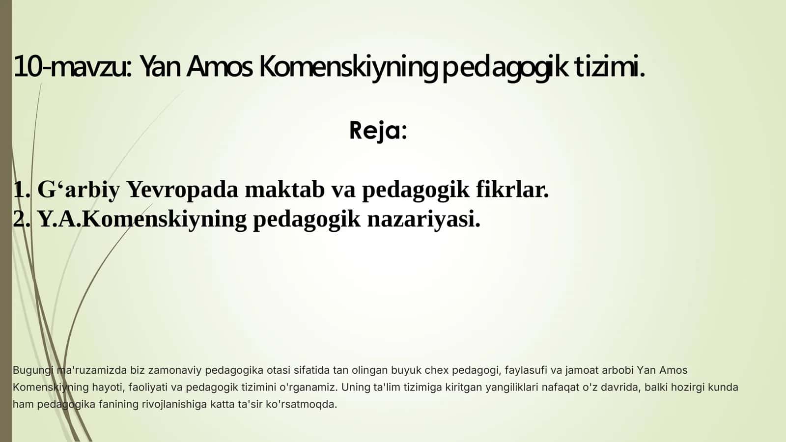 Yan Amos Komenskiyning pedagogiktizimi