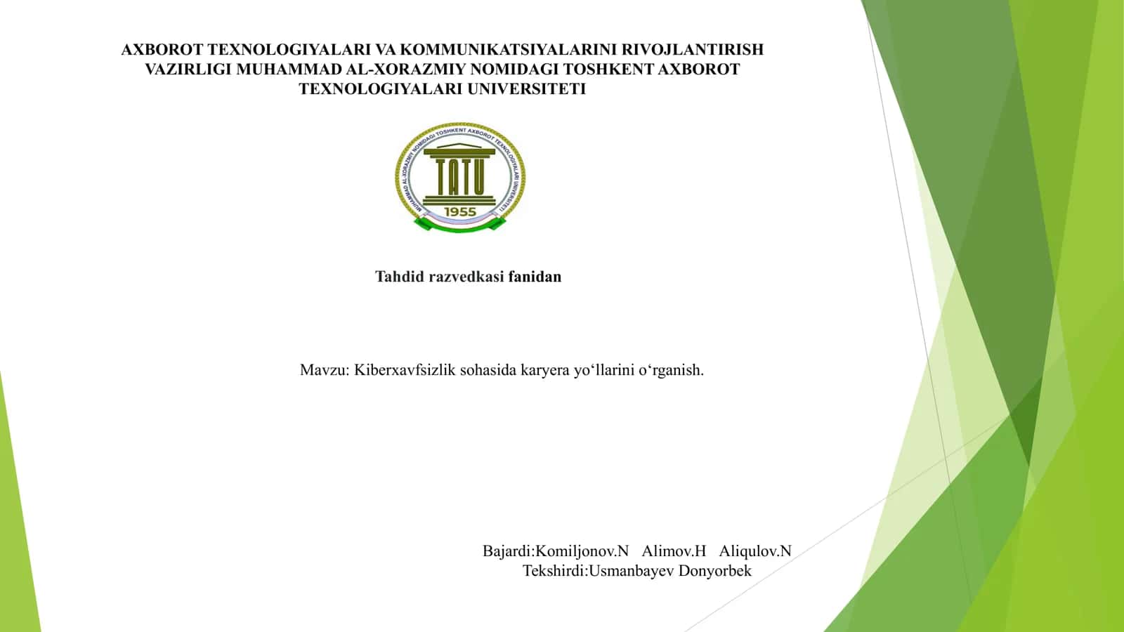 Kiberxavfsizlik sohasida karyera yo‘llarini o‘rganish