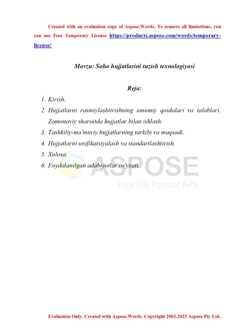 Soha hujjatlarini tuzish texnologiyasi
