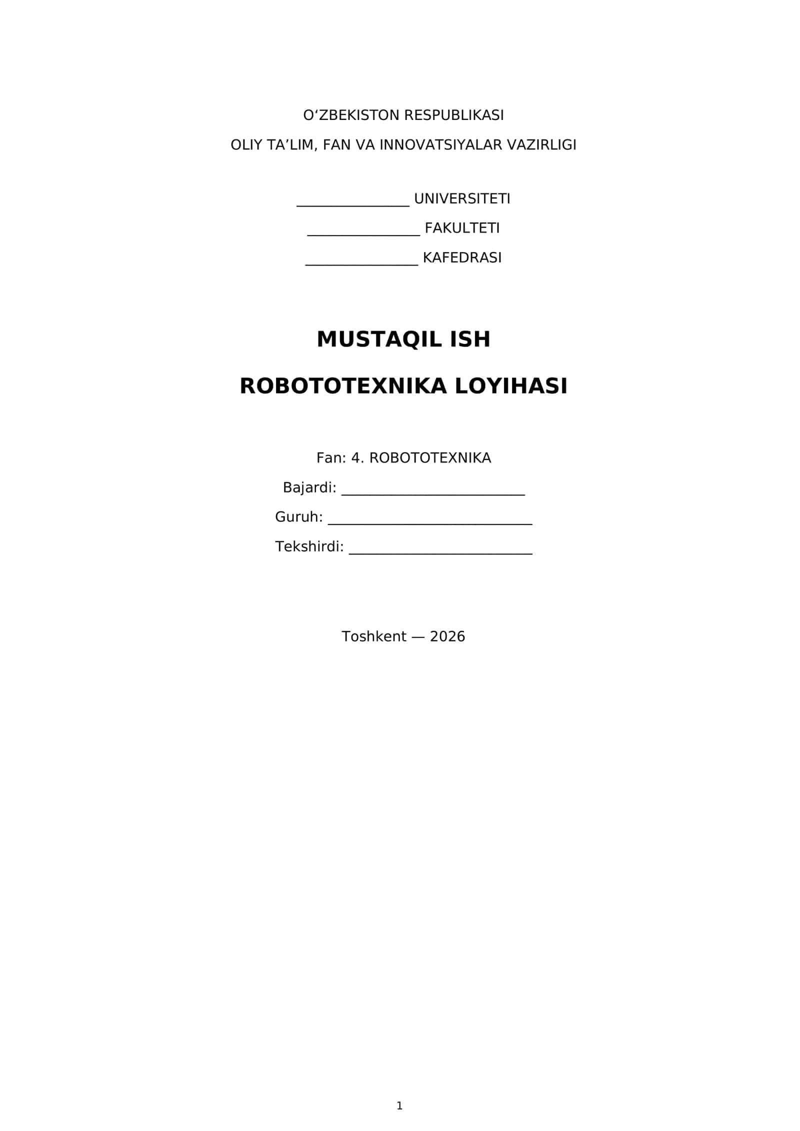 Robototexnika loyihasi