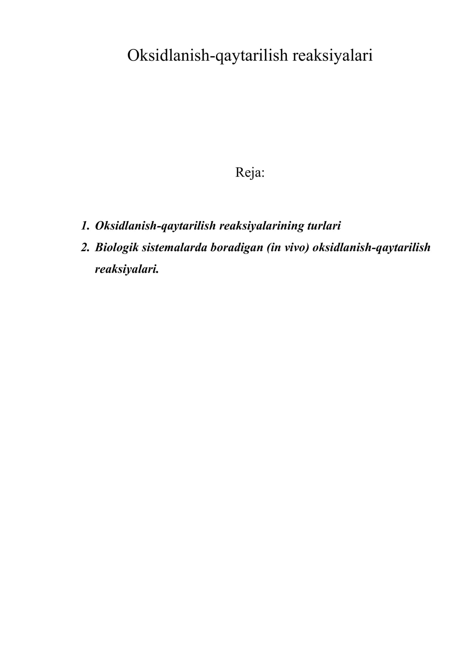 Oksidlanish-qaytarilish reaksiyalari